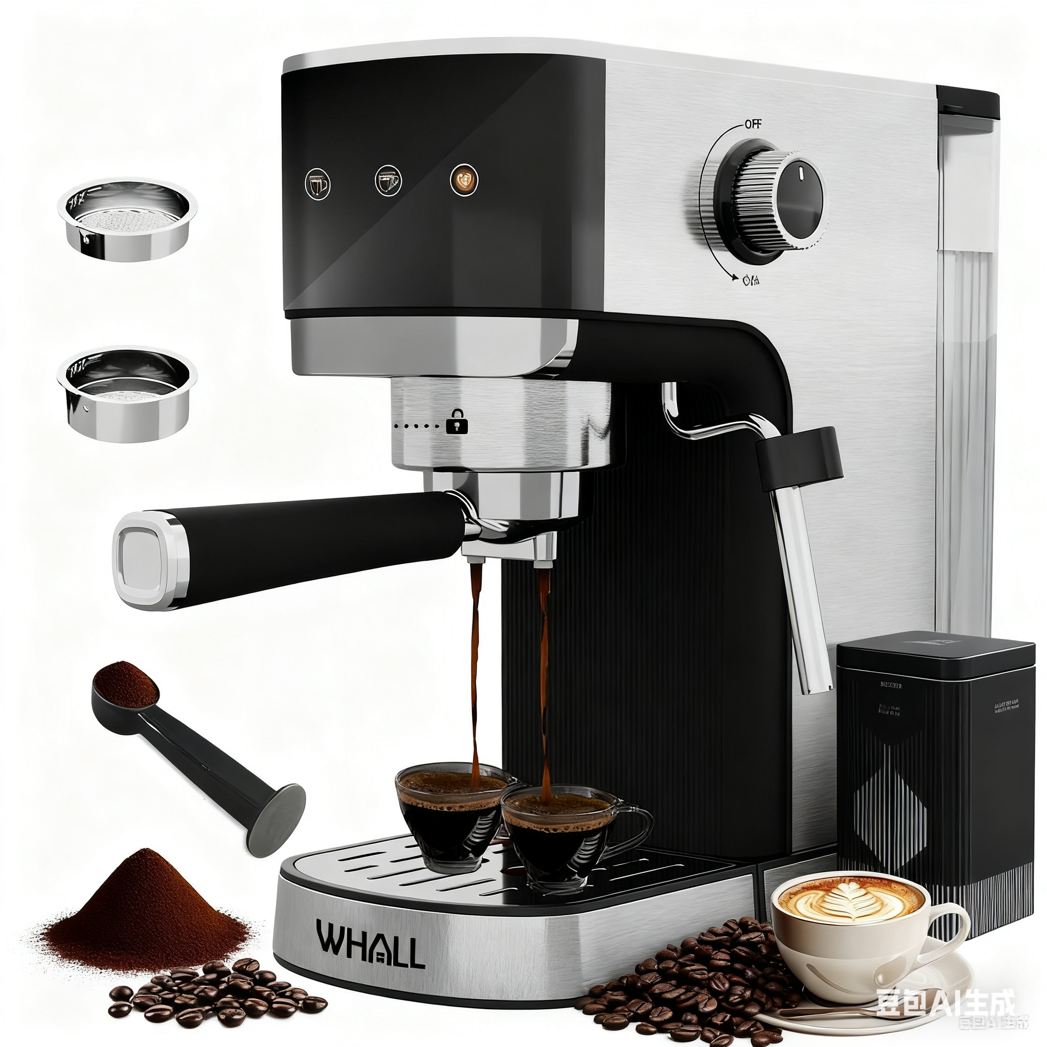 WHALL Touchscreen Espresso Machine 20 Bar，Espresso Coffee Maker with Milk Frother Steam Wand, Stainless Steel