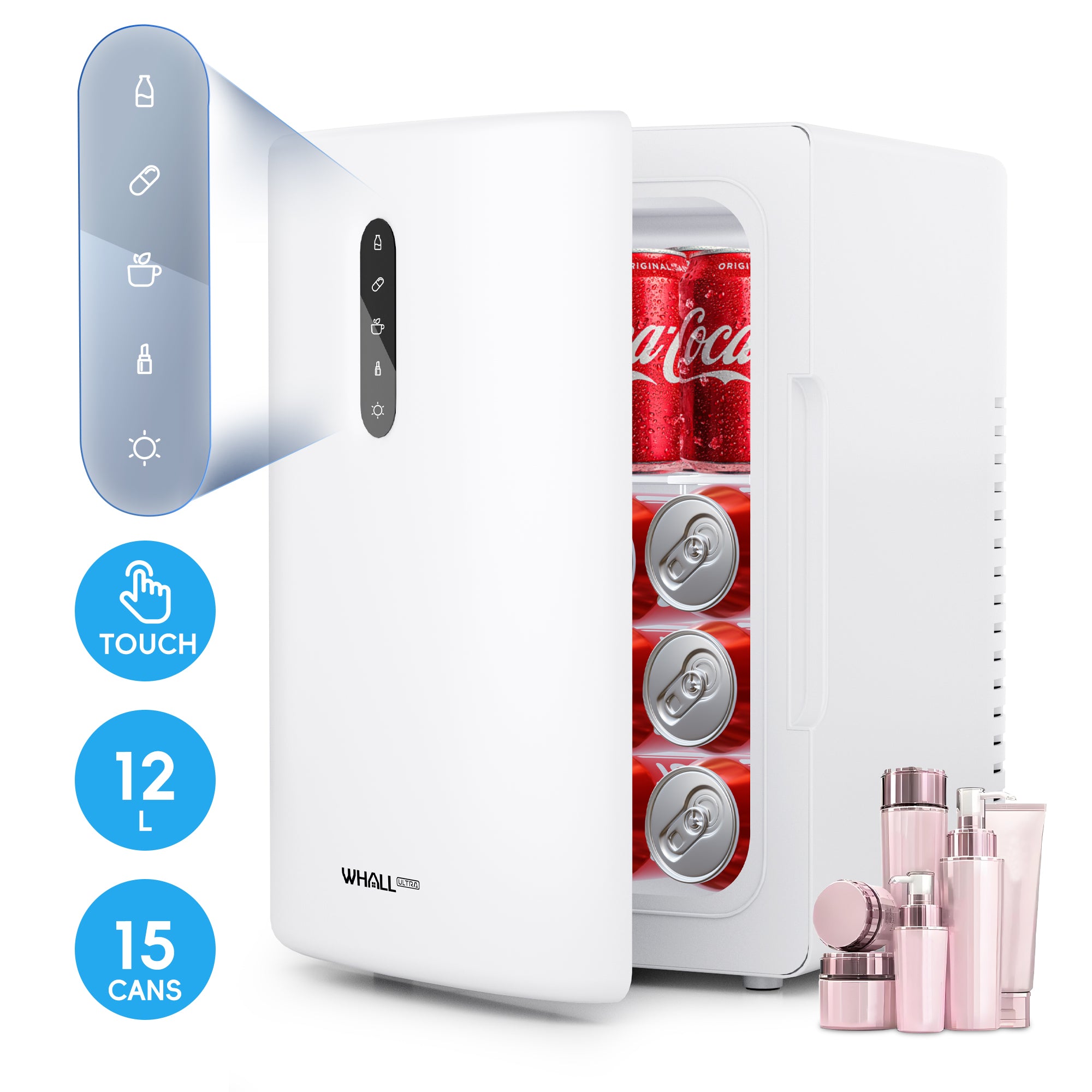 12L Mini Fridge Cooler & Warmer, Dual Power Portable Electric Refrigerator for Bedroom, Car, Skincare, Camping