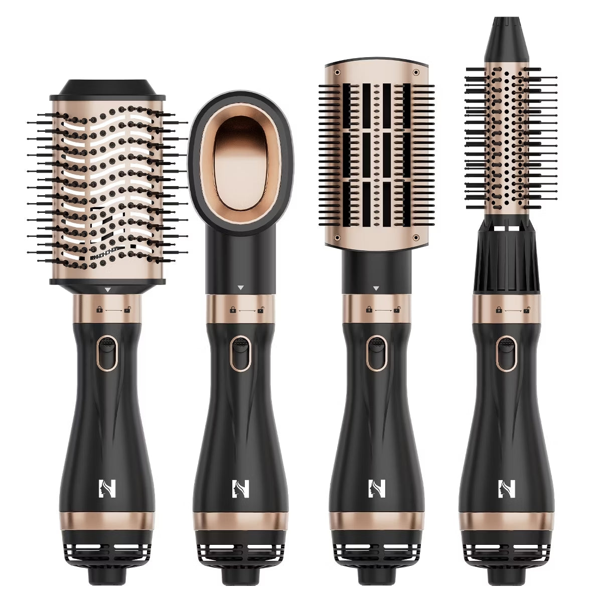 NICEBAY Hot Air Brush, Blow Dryer Brush Tool Set  – Round & Oval Barrel for Straightening, Curling, Drying, Adjustable Temperature, Volumizer