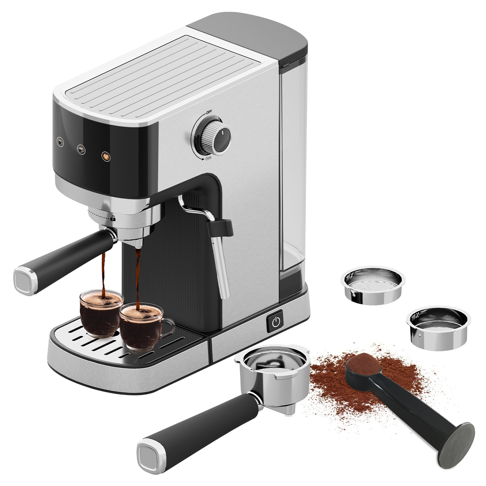 WHALL Touchscreen Espresso Machine 20 Bar with Milk Frother Steam Wand, Stainless Steel