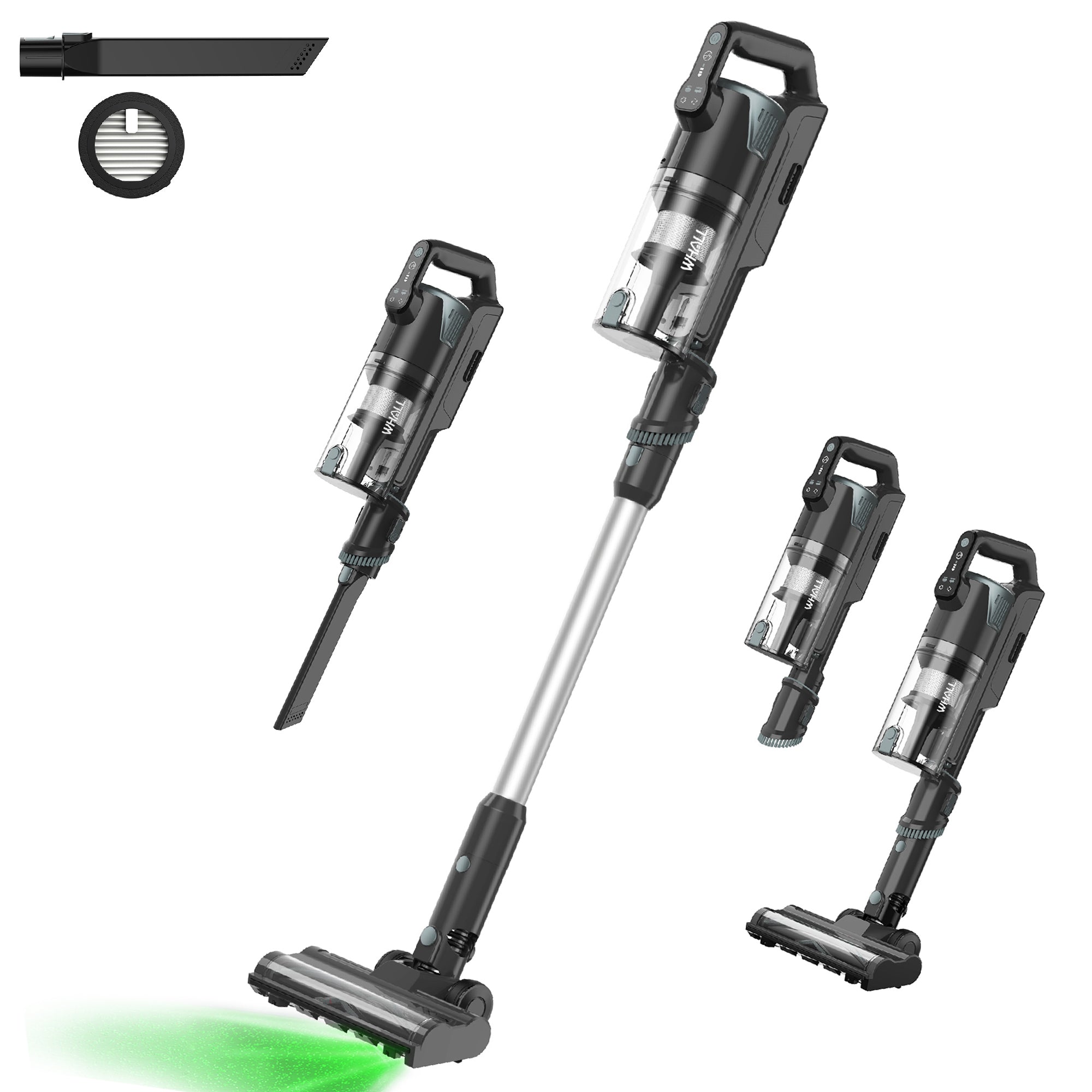 WHALL Cordless Stick Vacuum Cleaner, Strong Suction & Rechargeable, 45min Runtime for Home, Carpet & Floor Cleaning