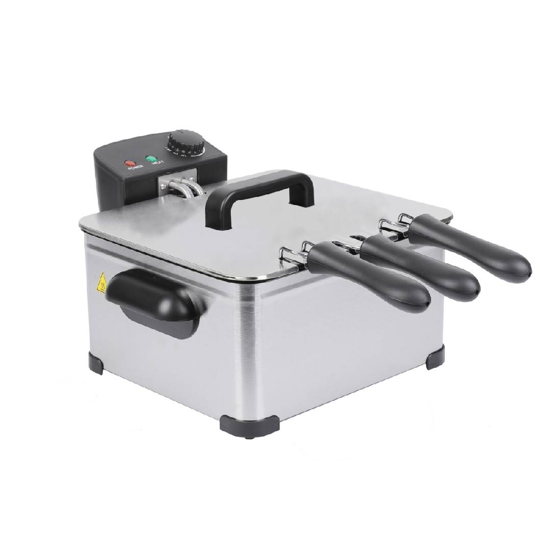 WHALL Deep Fryer with 3 Baskets,5 L/21 Cups Oil Capacity