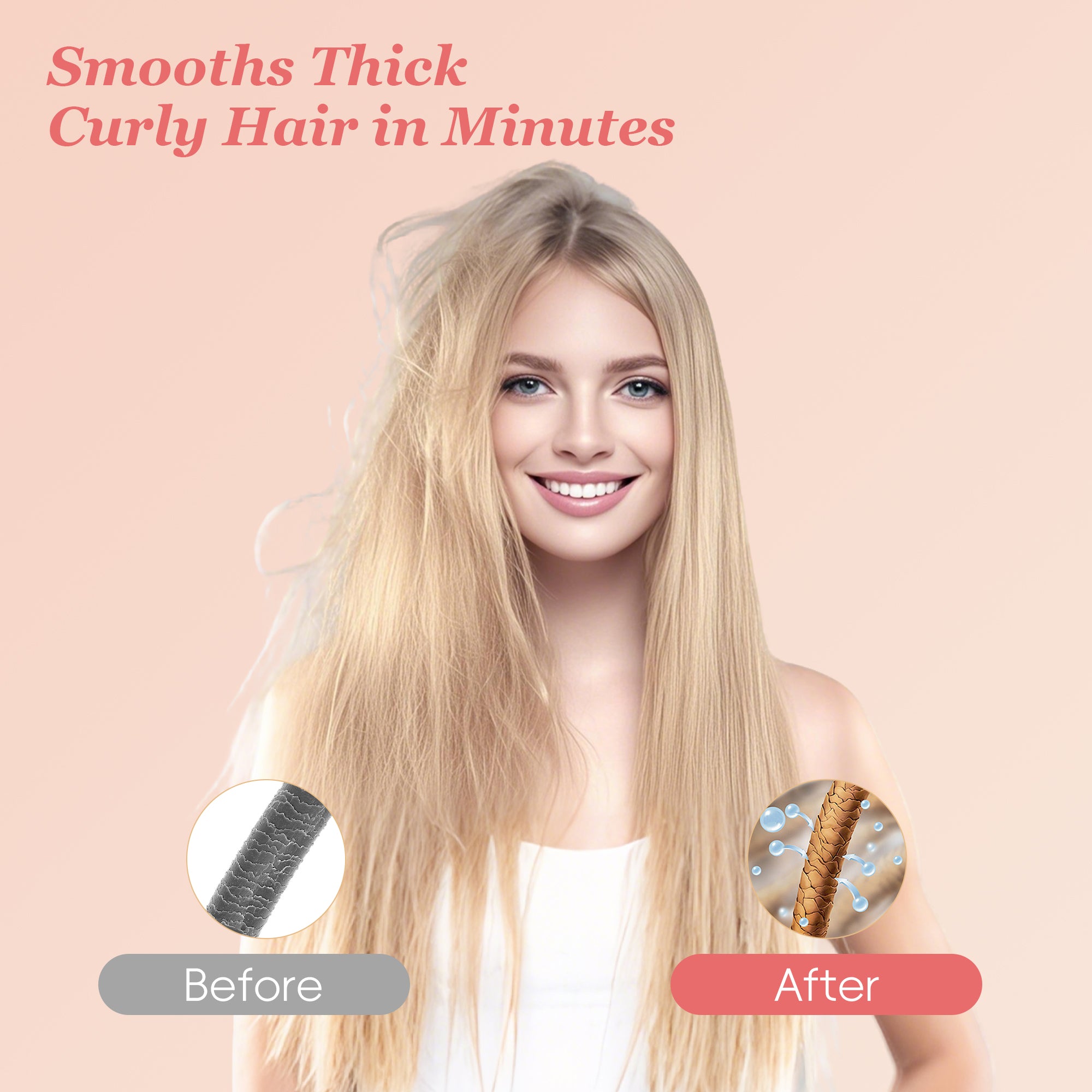 Nicebay Hair Straightener Brush Travel, 6 Temperature Options Hair Straightening Brush, Rotatable Switch  Straightener Brush