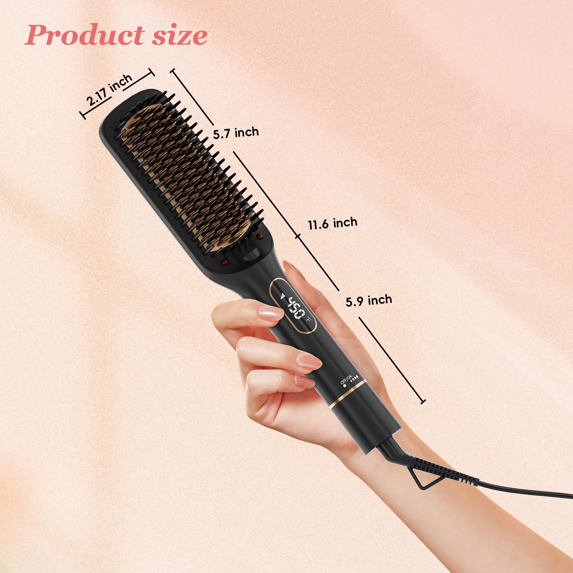 Nicebay Hair Straightener Brush Travel, 6 Temperature Options Hair Straightening Brush, Rotatable Switch  Straightener Brush
