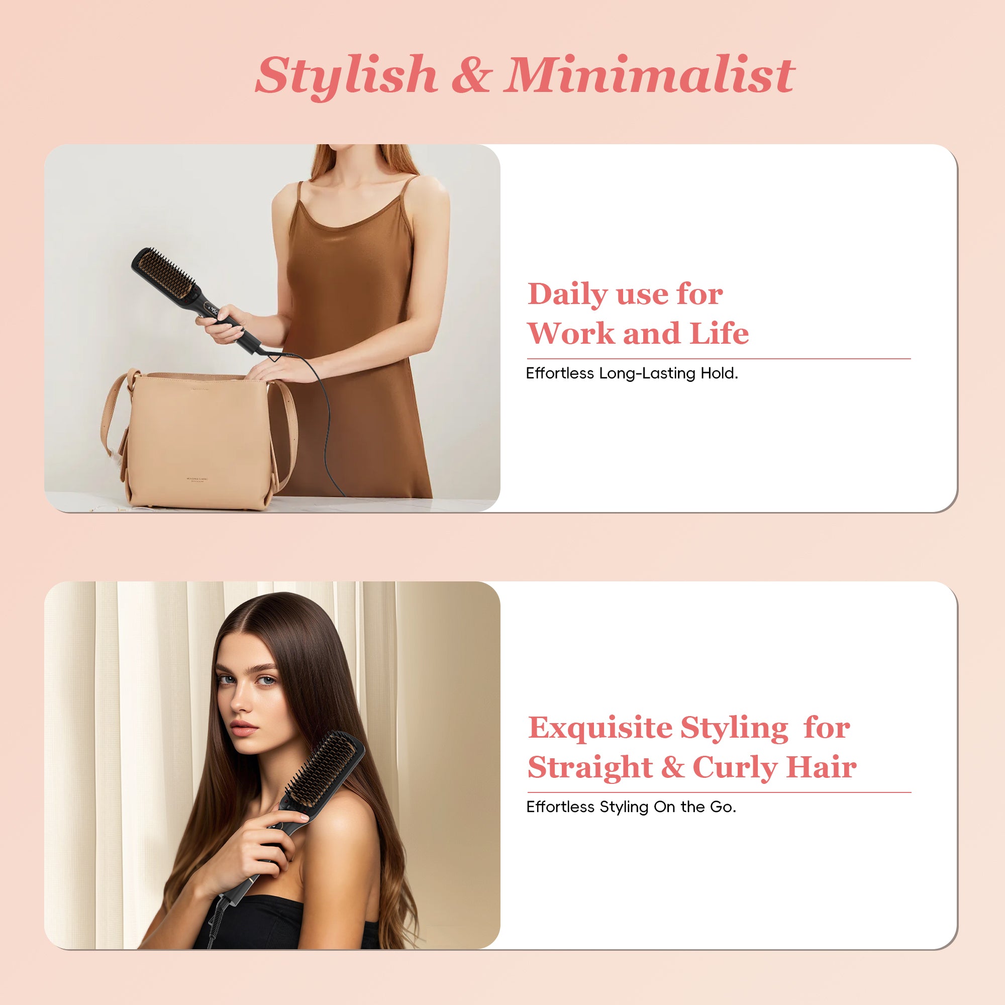 Nicebay Hair Straightener Brush Travel, 6 Temperature Options Hair Straightening Brush, Rotatable Switch  Straightener Brush