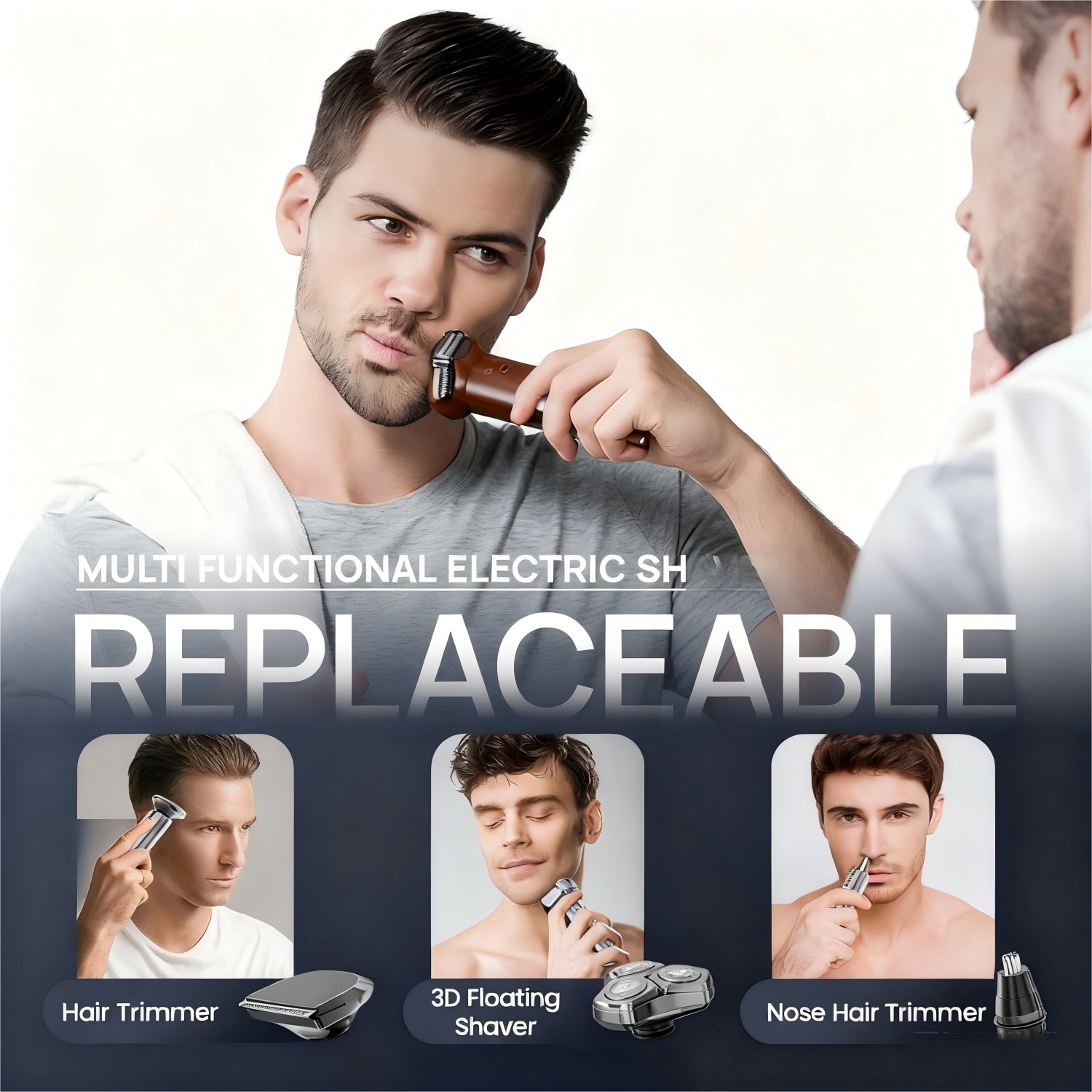 NICEBAY Electric Razor for Men, 10,000RPM High-Speed Motor, 3D Magnetic Floating Blades, IPX8 Waterproof Wet & Dry Shaver