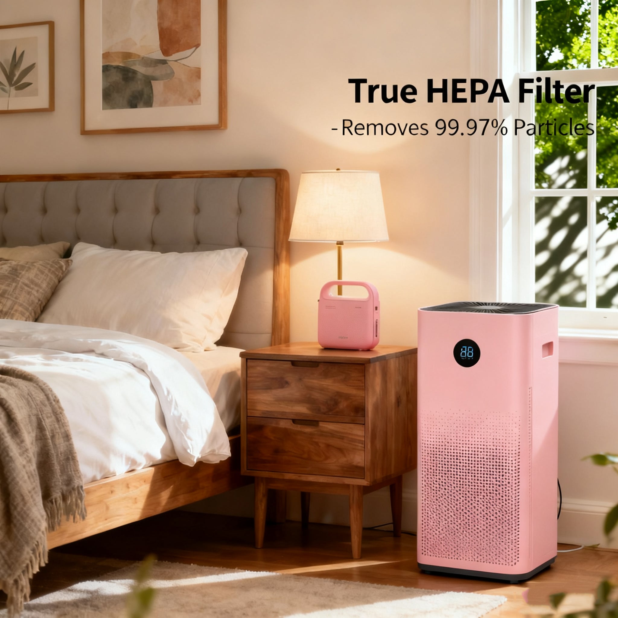 WHALL Air Purifier for Home Large Room (1500 Ft² Coverage), True HEPA Filter, 20dB Sleep Mode, Ideal for Bedroom & Pet Areas