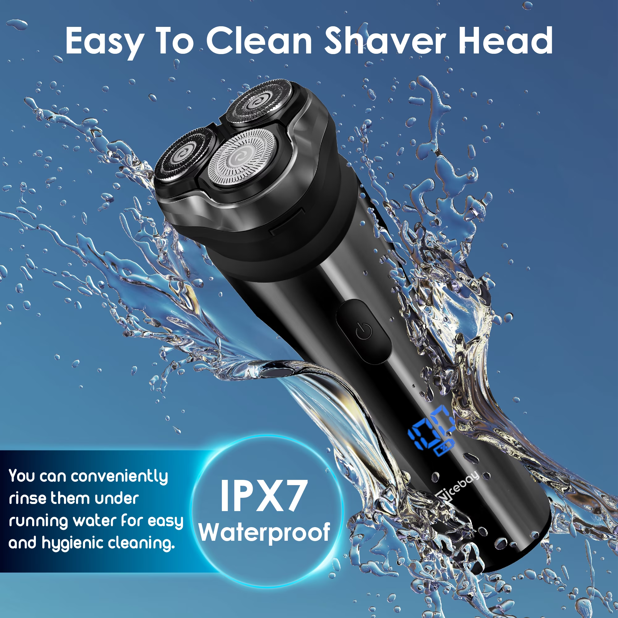NICEBAY Electric Razor, Electric Shavers for Men, Wet/Dry Shaver LED Display/Travel Lock/Type C/Ipx7