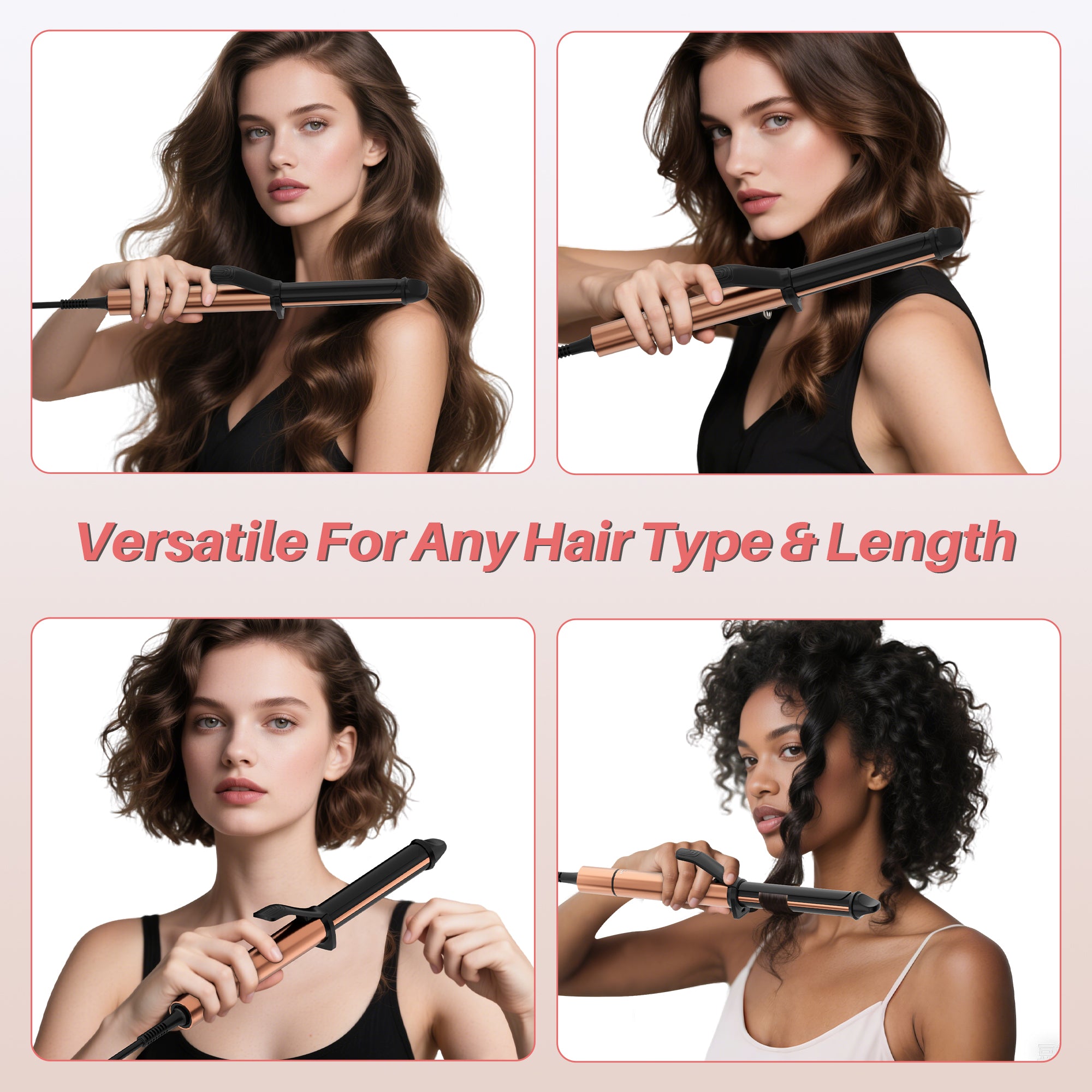 NICEBAY 1 Inch Ceramic Curling Iron Wand, 6 Temp Settings Up to 430F, Professional Curler for All Hair Types