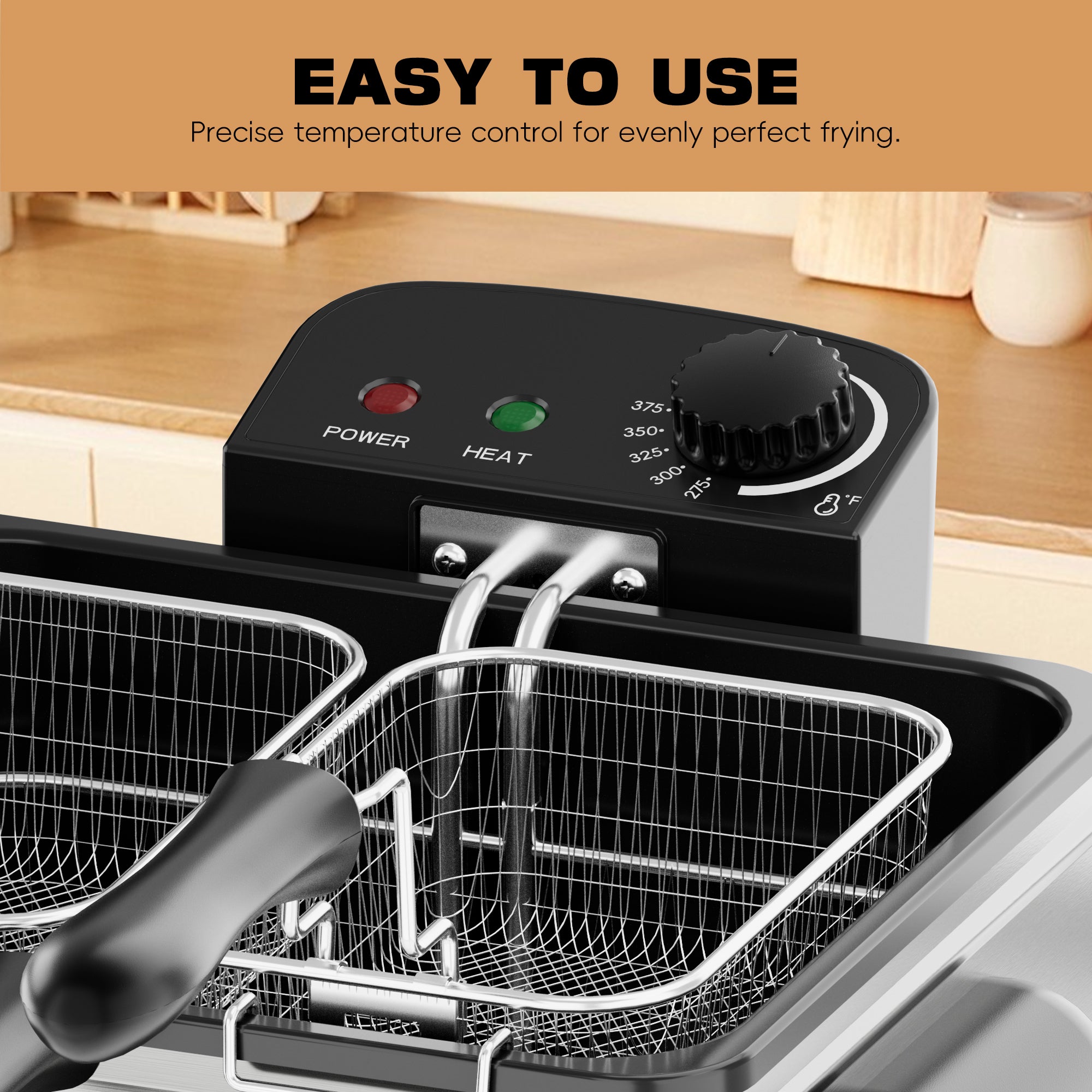 WHALL 5 L Deep Fryer with 3 Baskets,21 Cups Oil Capacity