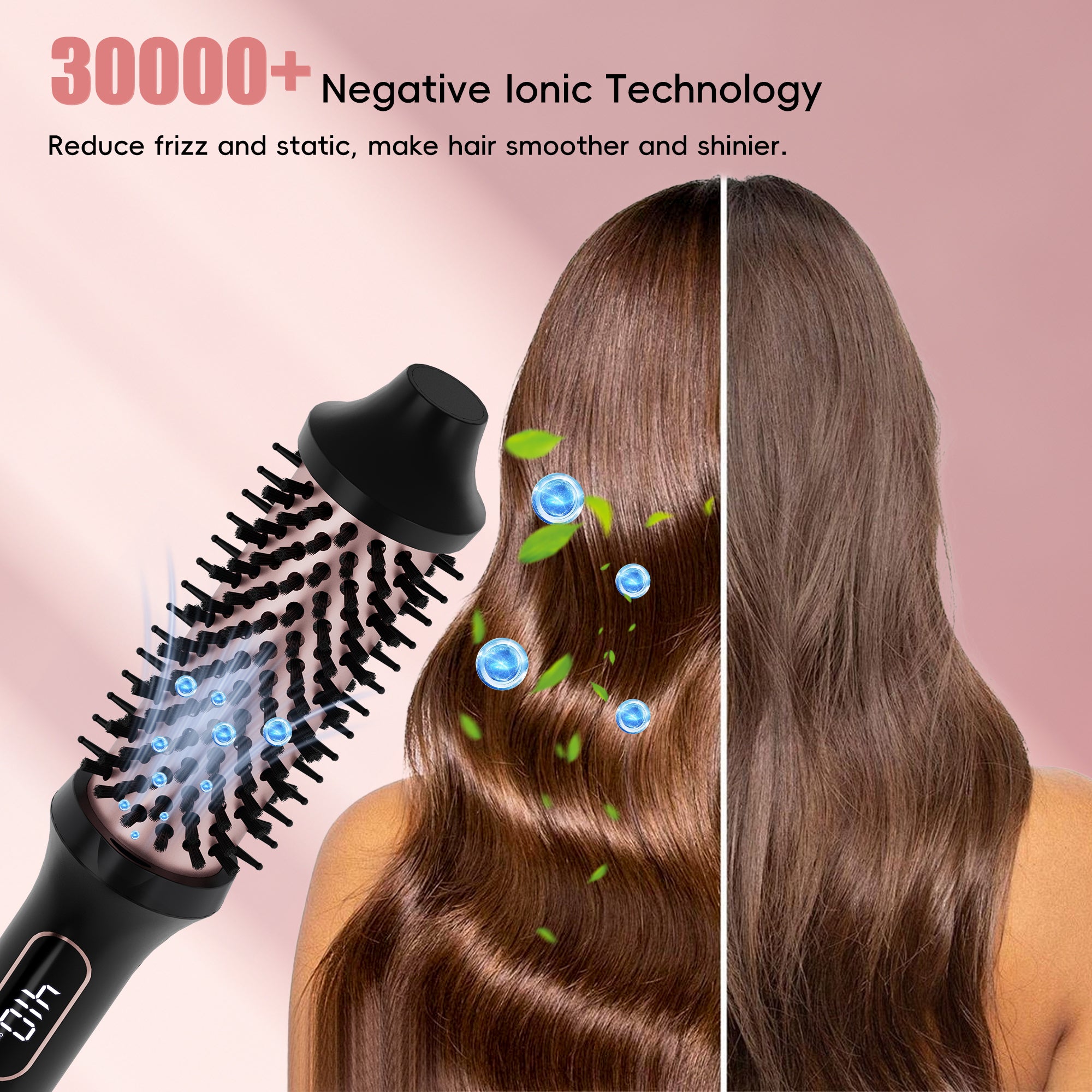 SKIMI Thermal Brush, Curling Iron, 1.5 inch Electric Curl Wand, Negative Ion Technology Reduce Hair Damage, Heated Round Brush, Travel and Home