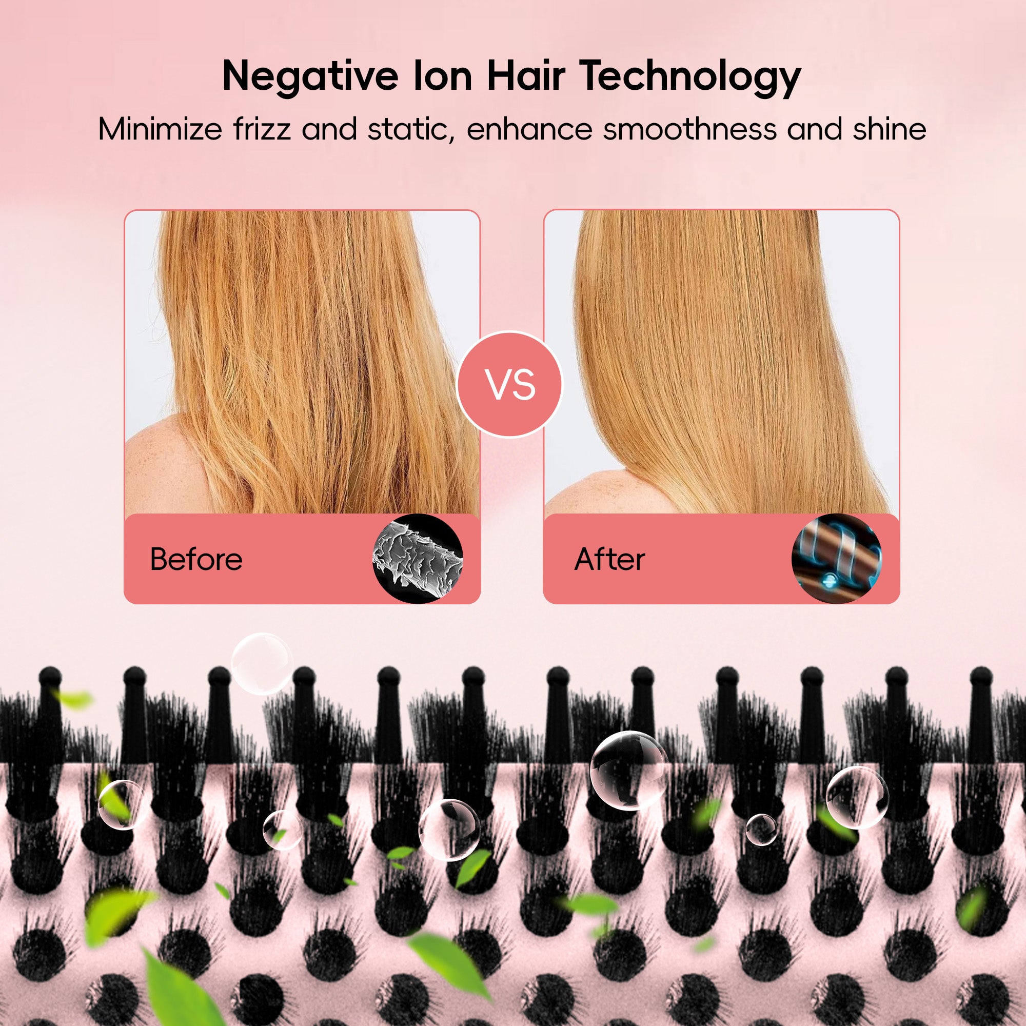NICEBAY Heated Round Brush, Thermal Styling Brush, Thermal Brush, Electric Curling Brush With 6 Temp Settings