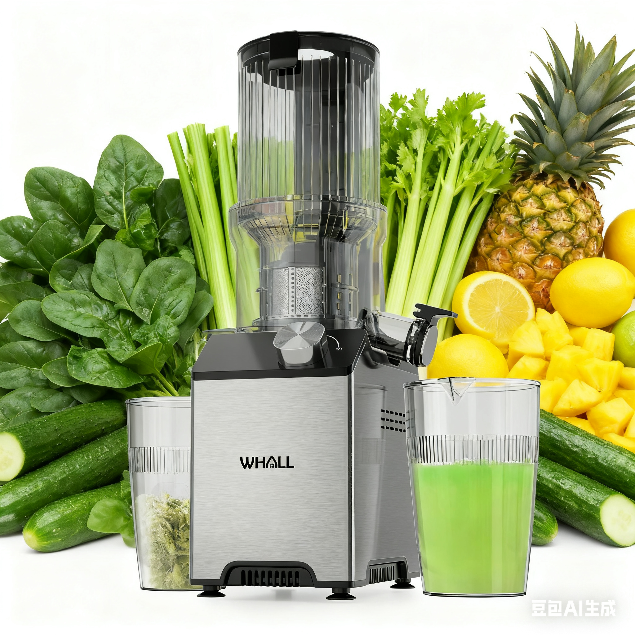 Whall Cold Press Juicer Masticating Machines with 4" Extra Large Feed Chute, Reverse Function