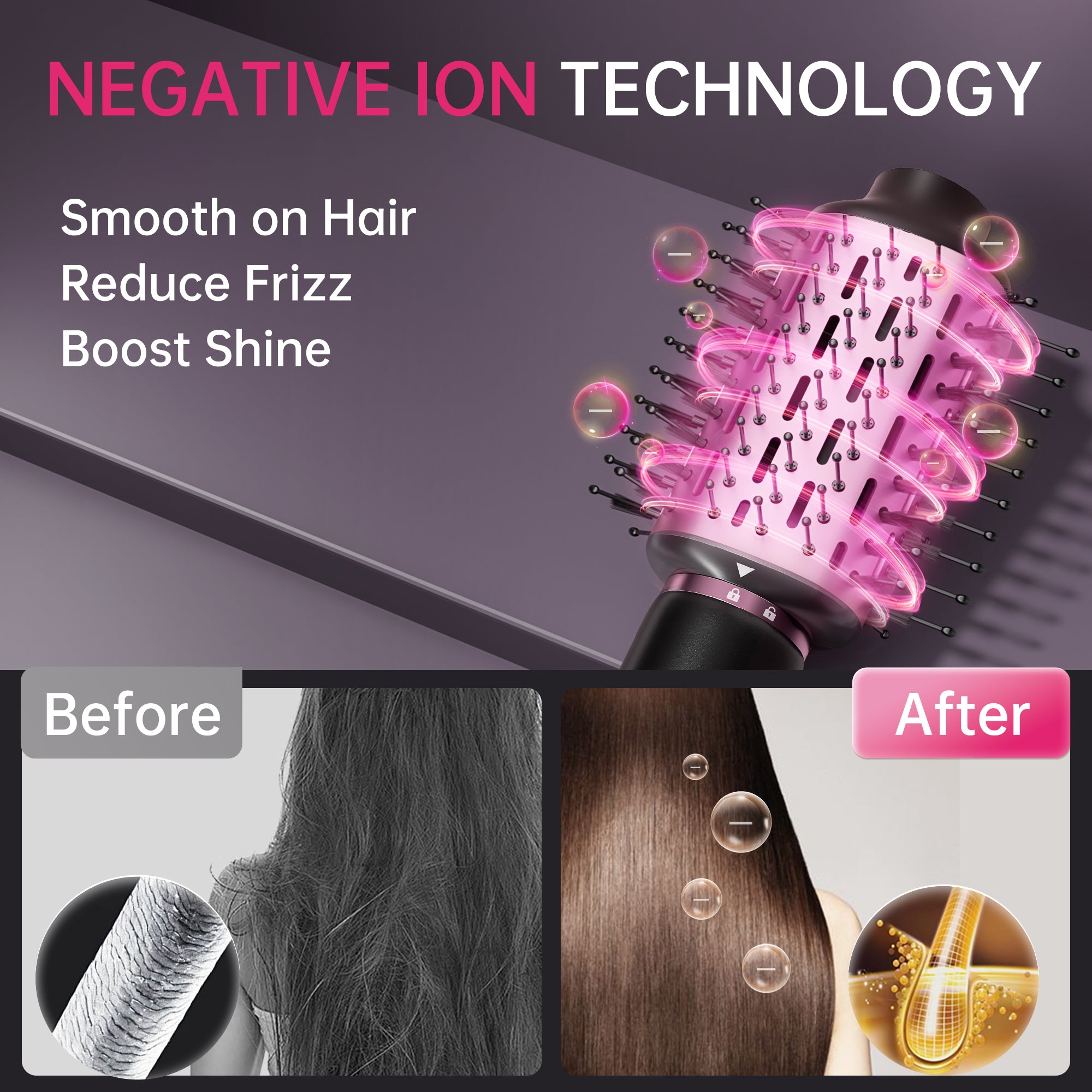 NICEBAY Hair Dryer Brush, Blow Dryer Brush with 110000RPM Brushless Motor, Fast Drying Curling Volumizing Straightening Styling