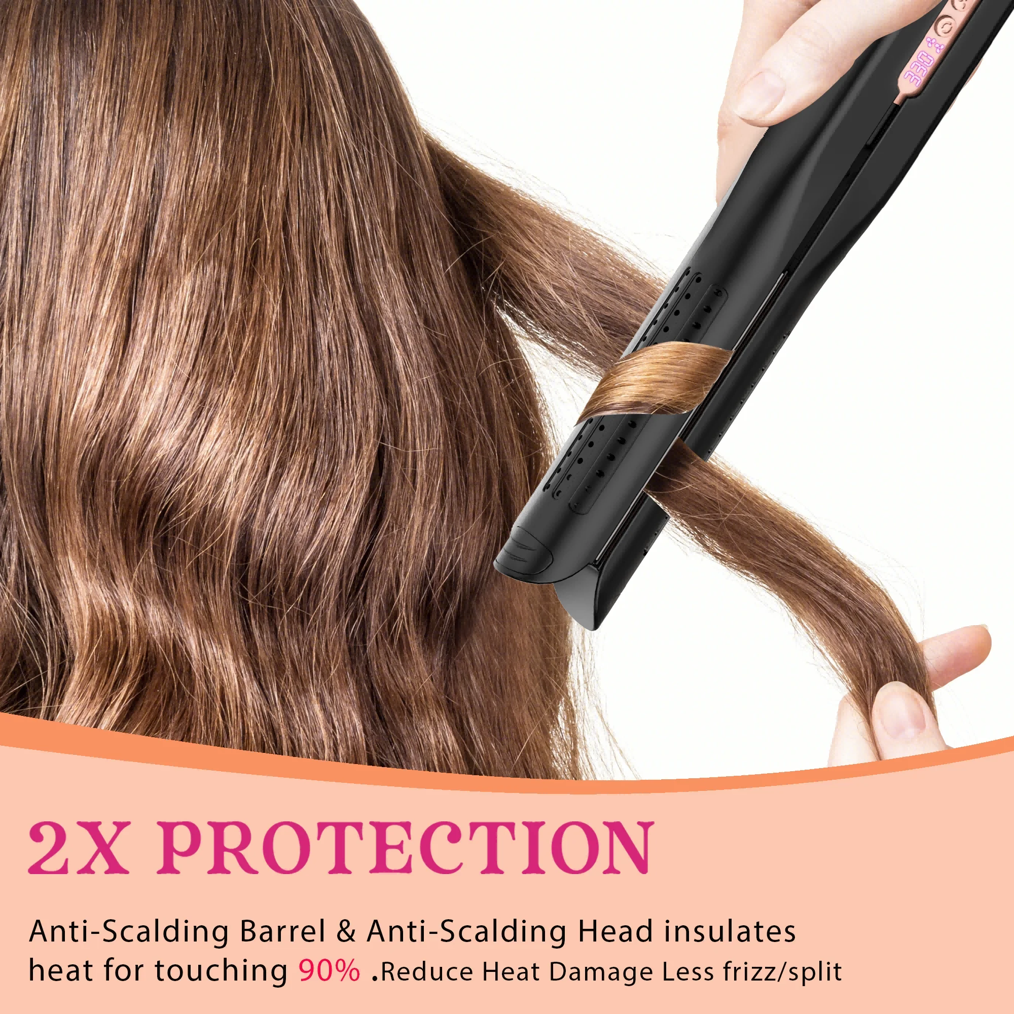 Nicebay Airflow Styling, Hair Straightener, 1 inch Curling Wand Cool Air Vent, 5 Temp, Dual Voltage& Auto Shut off, Rose Gold
