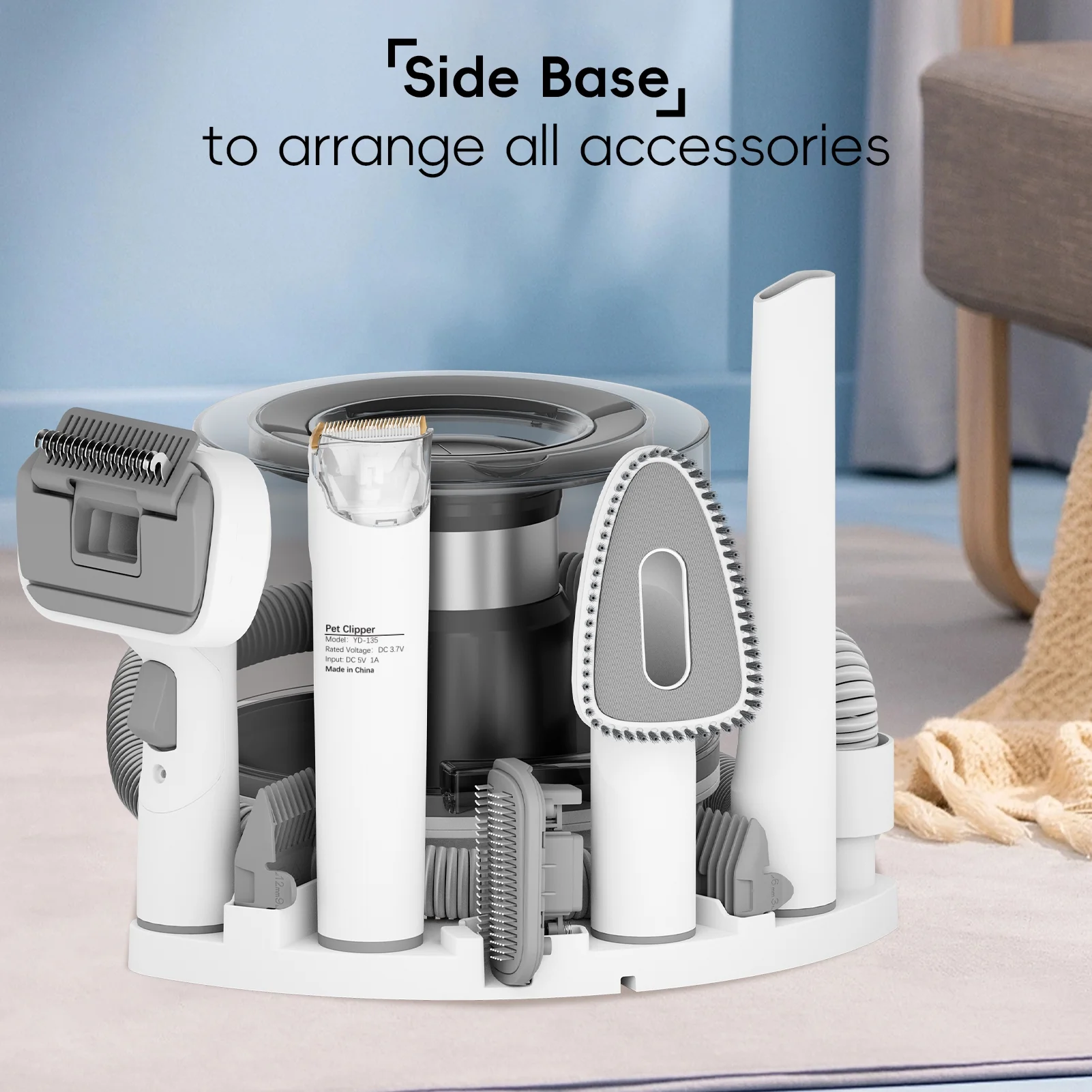 NICEBAY Pet Grooming Vacuum, 5 in 1 Kits Dog Hair Vacuum with 3 Modes, 3L Large Dustbin, Low Noise
