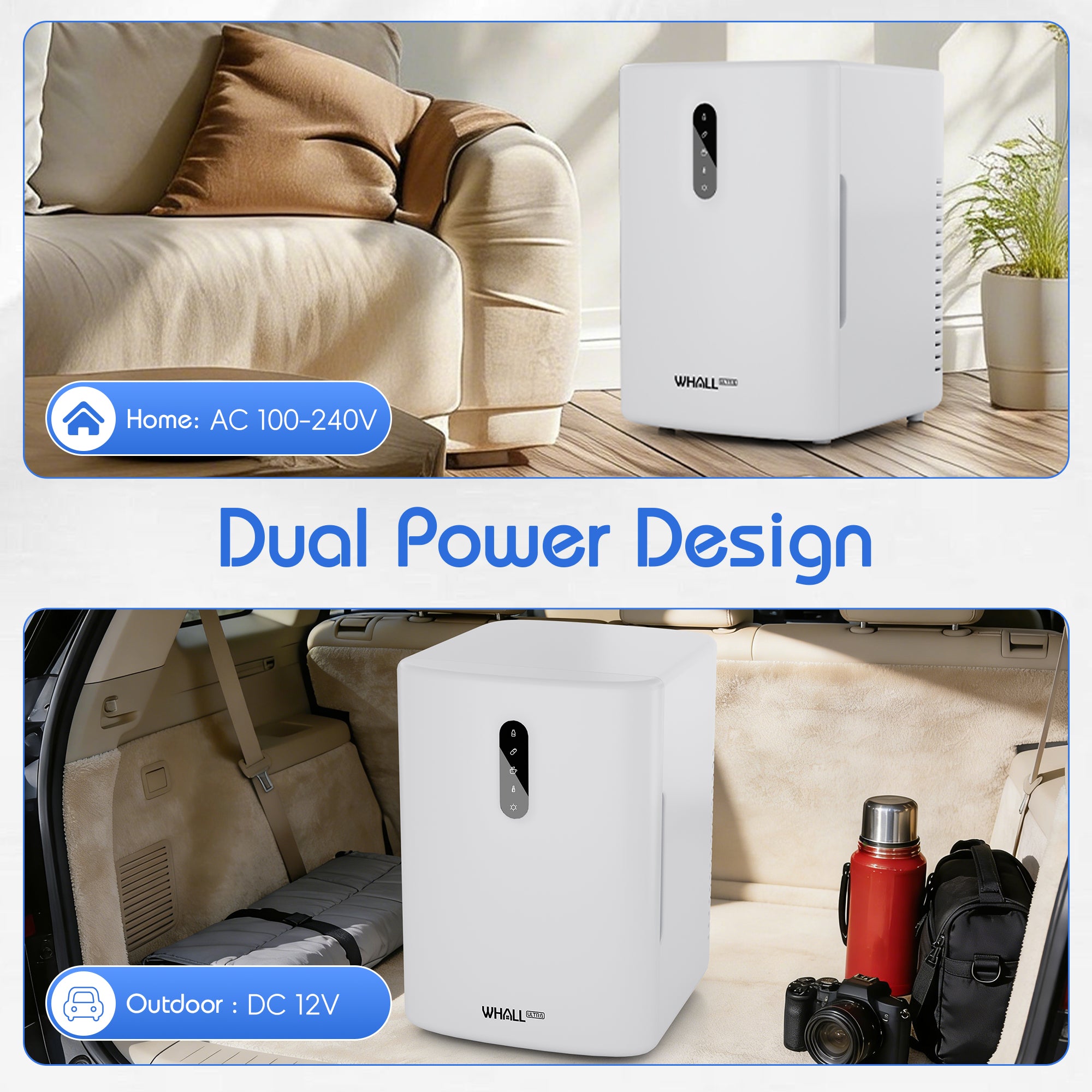12L Mini Fridge Cooler & Warmer, Dual Power Portable Electric Refrigerator for Bedroom, Car, Skincare, Camping