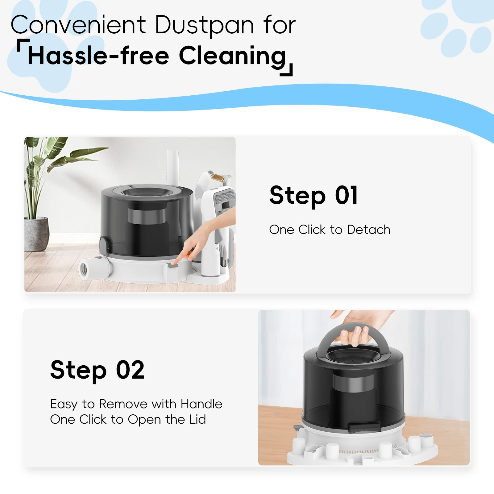 NICEBAY Pet Grooming Vacuum, 5 in 1 Kits Dog Hair Vacuum with 3 Modes, 3L Large Dustbin, Low Noise