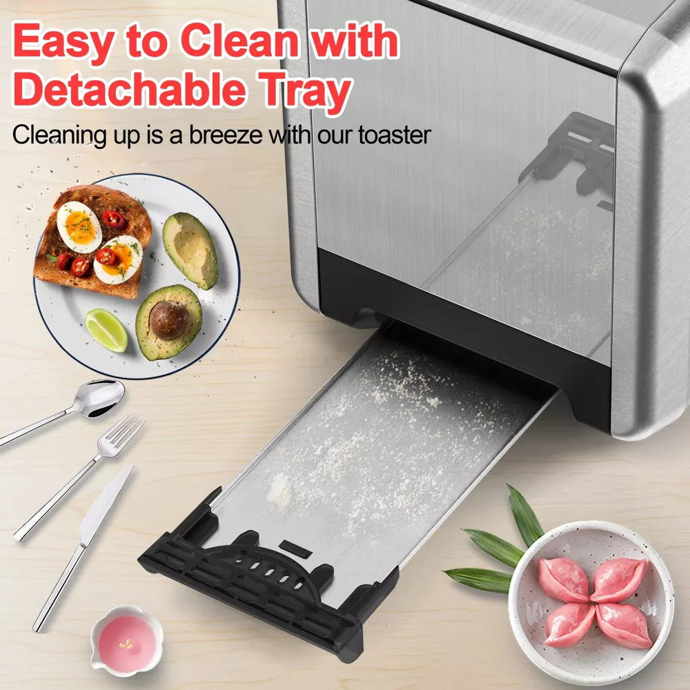 WHALL 2 Slice Toaster, Touchscreen Toasters 2 Slice Wide Slot, Stainless Steel Bread Toaster for Bagel & More, Smart Toaster Kitchen Deal