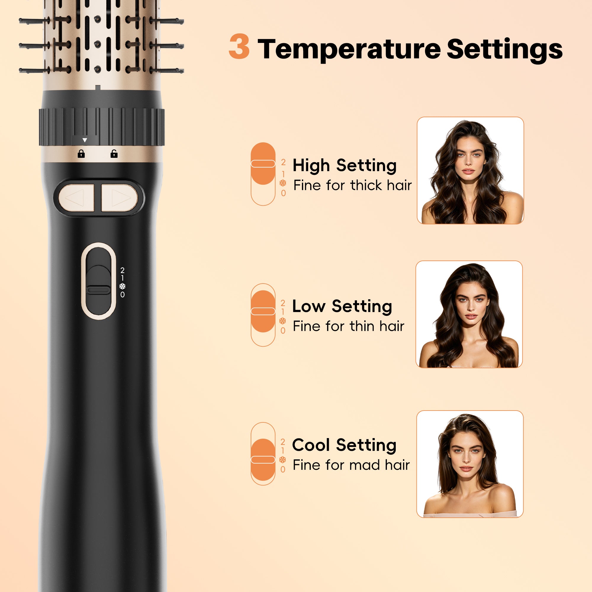 SKIMI Rotating Hair Dryer Brush, Auto Rotating Blow Dryer Brush Spinning, Negative Ionic Brush Blow Dryer, Round Brush Blow Dryer Volumize Curling