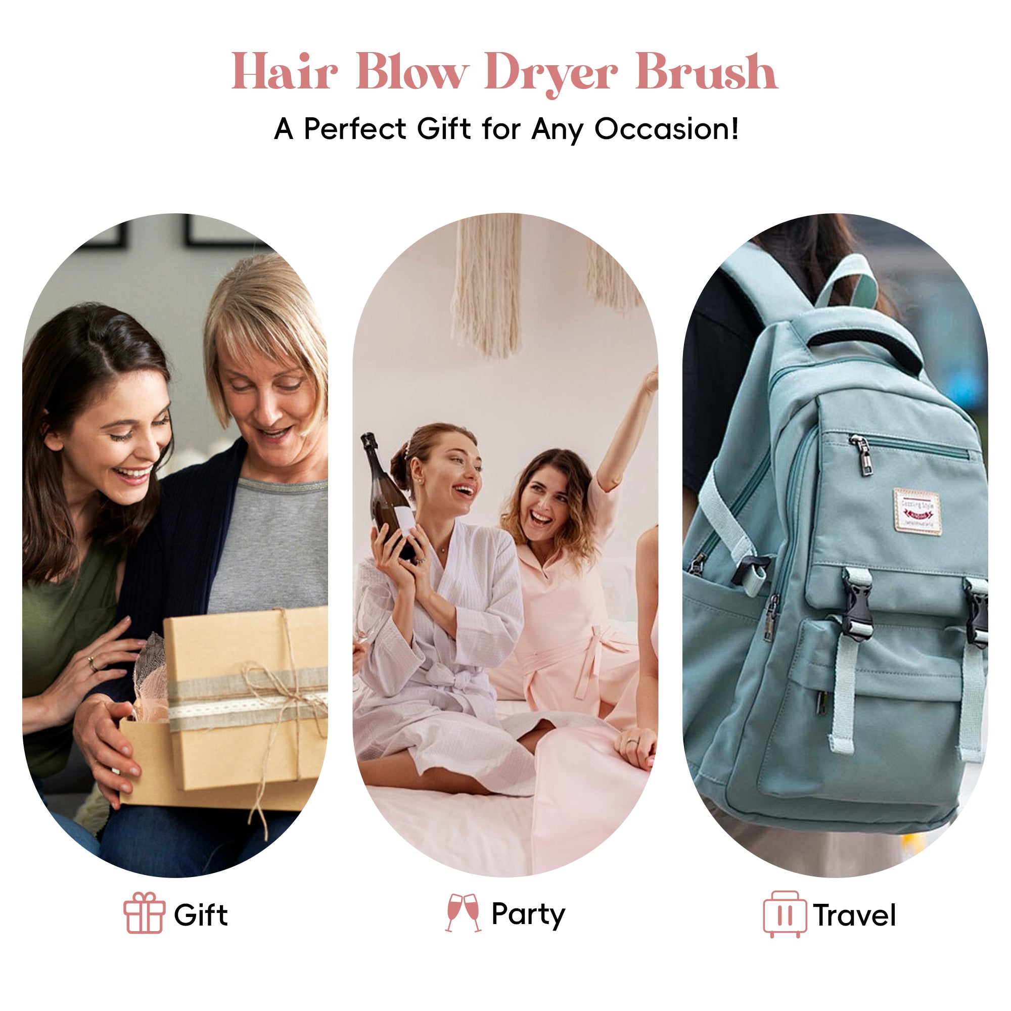 NICEBAY Hair Dryer Brush, Blow Dryer Brush with Display Screen, One Step Hot Air Brush for Hair Drying, Straightening and Volumizing