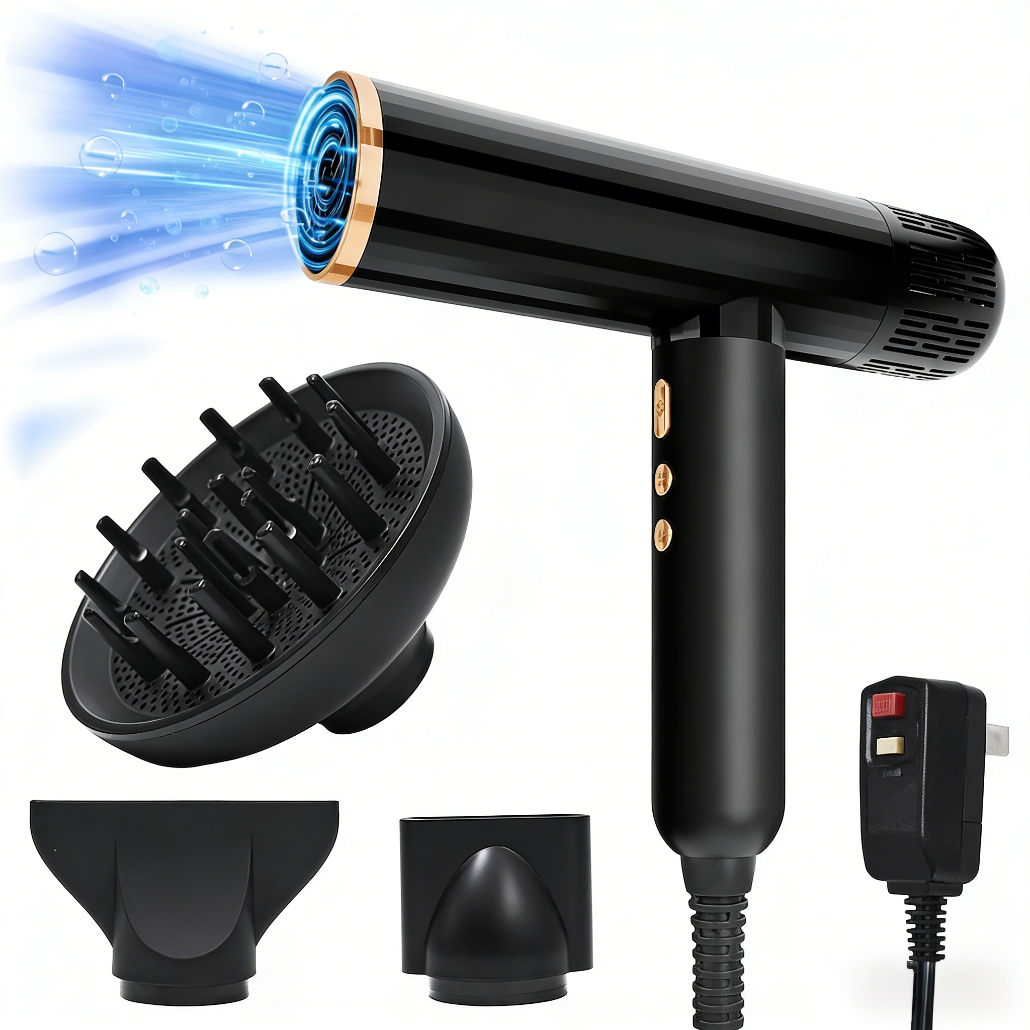 Nicebay 1600W High-Speed Ionic Hair Dryer, Brushless Motor 110,000 RPM, Fast Drying, Low Noise, Lightweight for Travel & Home