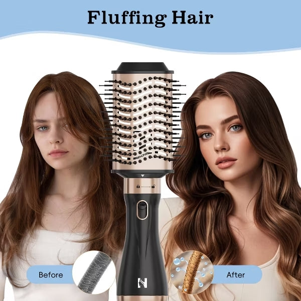 NICEBAY Hot Air Brush, Blow Dryer Brush Tool Set  – Round & Oval Barrel for Straightening, Curling, Drying, Adjustable Temperature, Volumizer