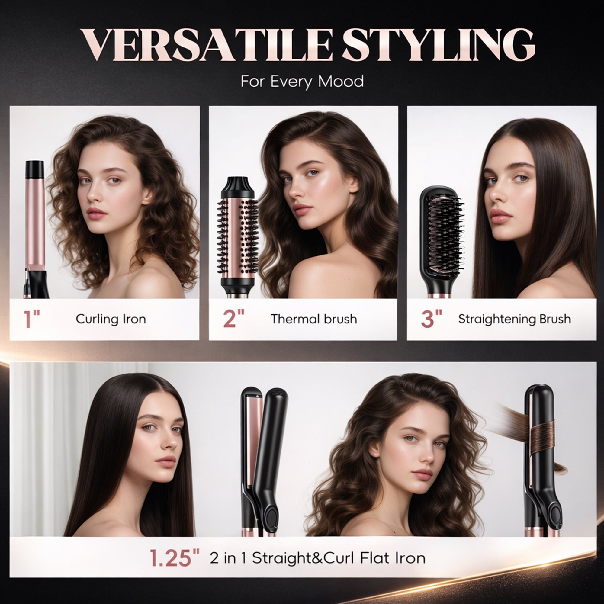 NICEBAY by SKIMI Thermal Brush, Curling Iron, Hair Curler Wand, Flat Iron, Hair Straightener, Hair Dryer Brush, Round Brush Hair Dryer, Dual Voltage