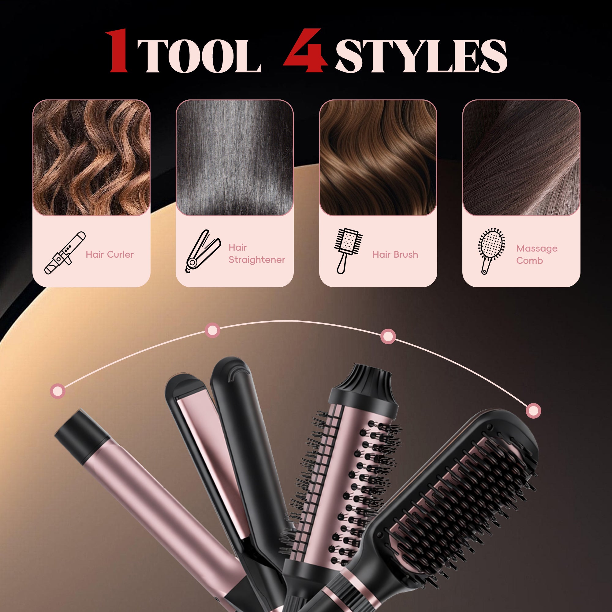NICEBAY by SKIMI Thermal Brush, Curling Iron, Hair Curler Wand, Flat Iron, Hair Straightener, Hair Dryer Brush, Round Brush Hair Dryer, Dual Voltage