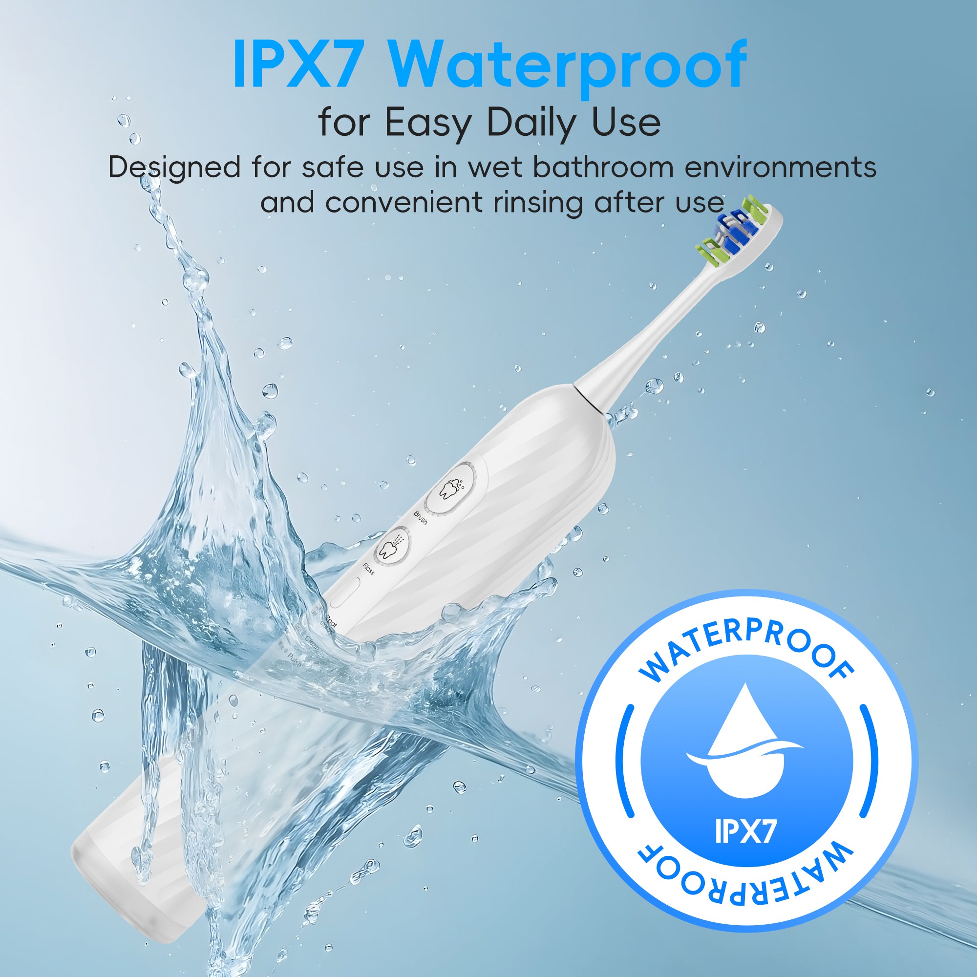 NICEBAY Electric Toothbrush and Water Flosser Combo, 6 Modes, IPX7 Waterproof, 90 Psi Water Pressure, 500mL Water Tank, 5 Brush Heads
