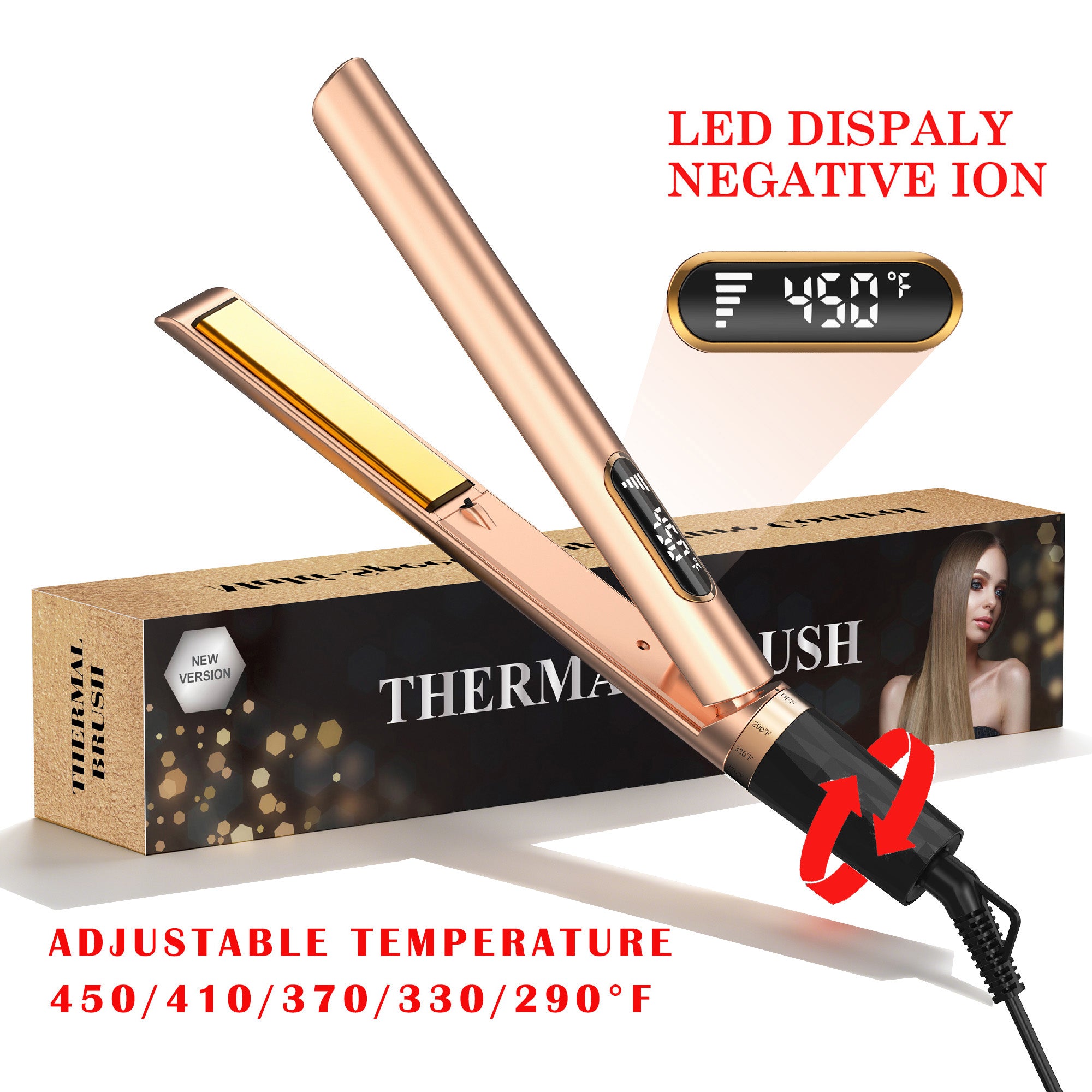 SKIMI Hair Straightener, 1 Inch Flat Iron, Negative Ionic Curling, Hair Curler For Travel, Mini Flat Straightener Iron, Dual Voltage, LED Display