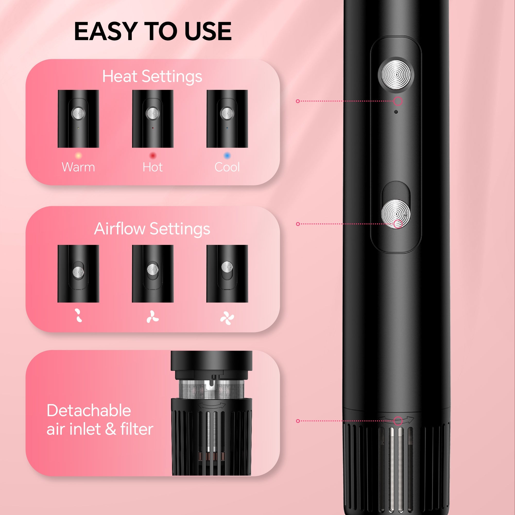 NICEBAY Hair Dryer Brush, Hair Dryer Brush Blow Dryer Brush in One, 4 in 1 Hair Dryer and Styler Volumizer with Oval Barrel