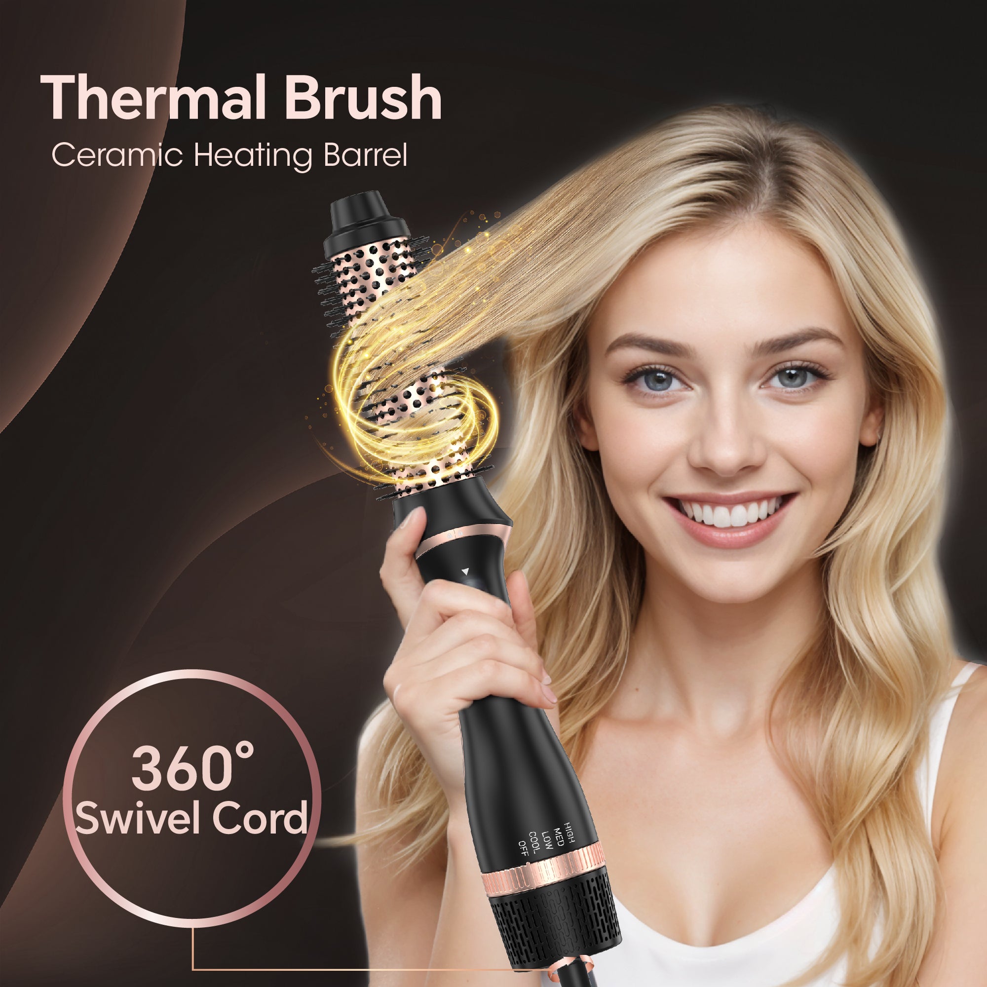 NICEBAY by SKIMI Hair Dryer Brush, Blow Dryer Brush, Curly, Dry, Oval Hot Air Brush with Air Curling Iron