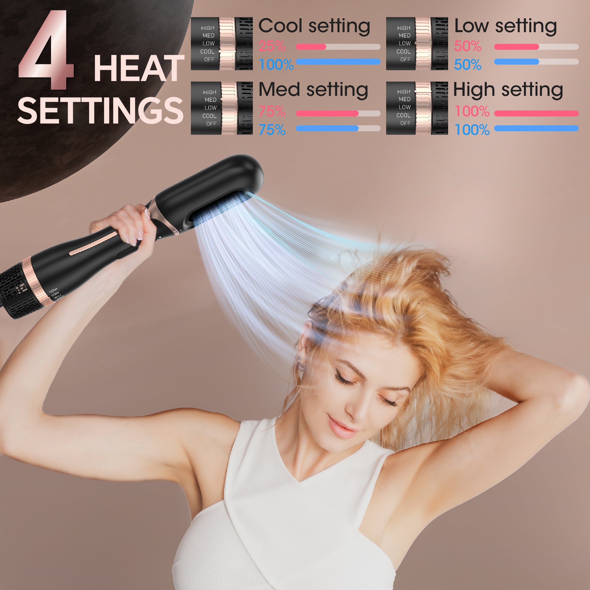 NICEBAY by SKIMI Hair Dryer Brush, Blow Dryer Brush, Curly, Dry, Oval Hot Air Brush with Air Curling Iron