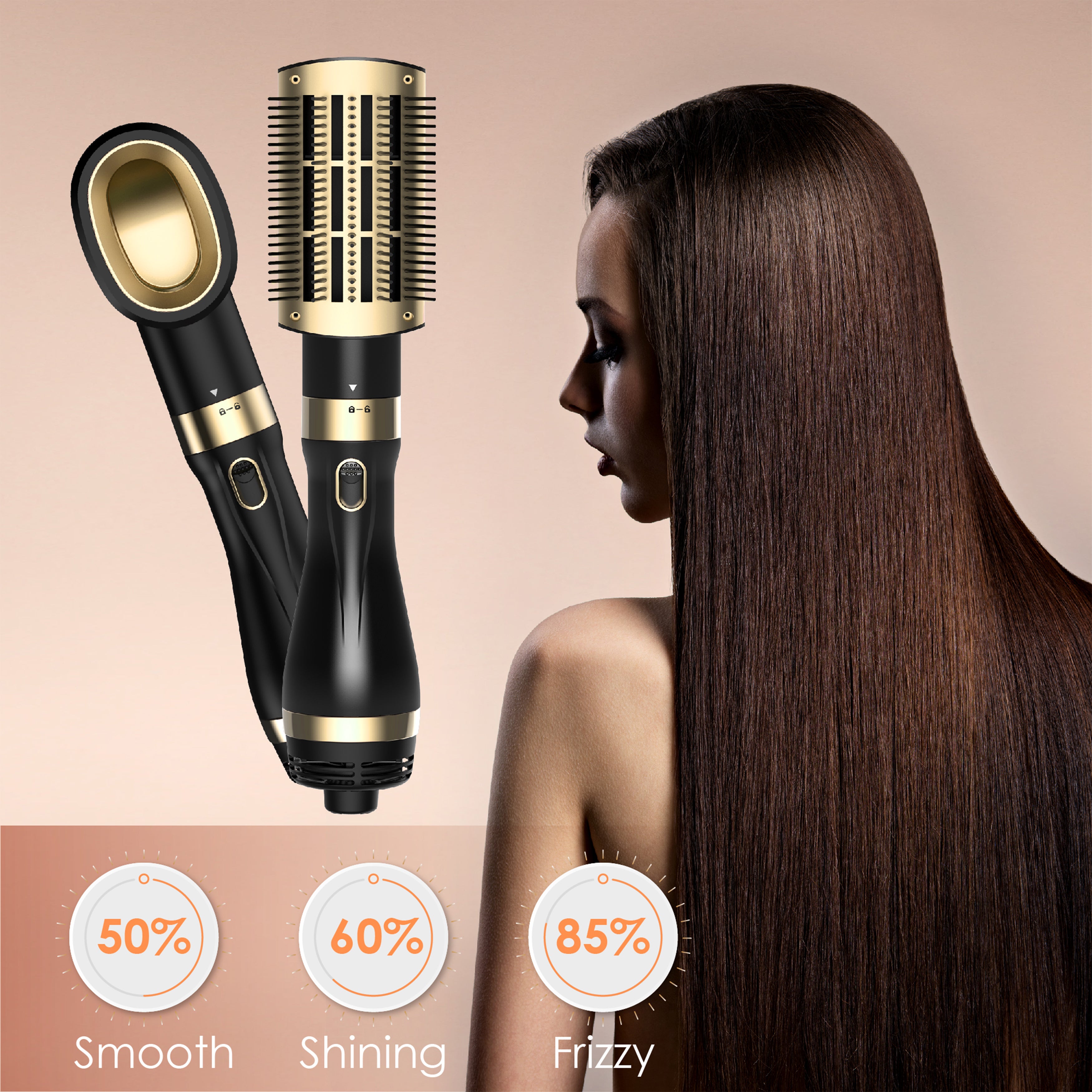 Hot Air Brush, Blow Dry Brush, Hair Dryer for Curling, Straightening, Ceramic Blowout Brush, Volumizer, Hair Styler for Smooth Shiny
