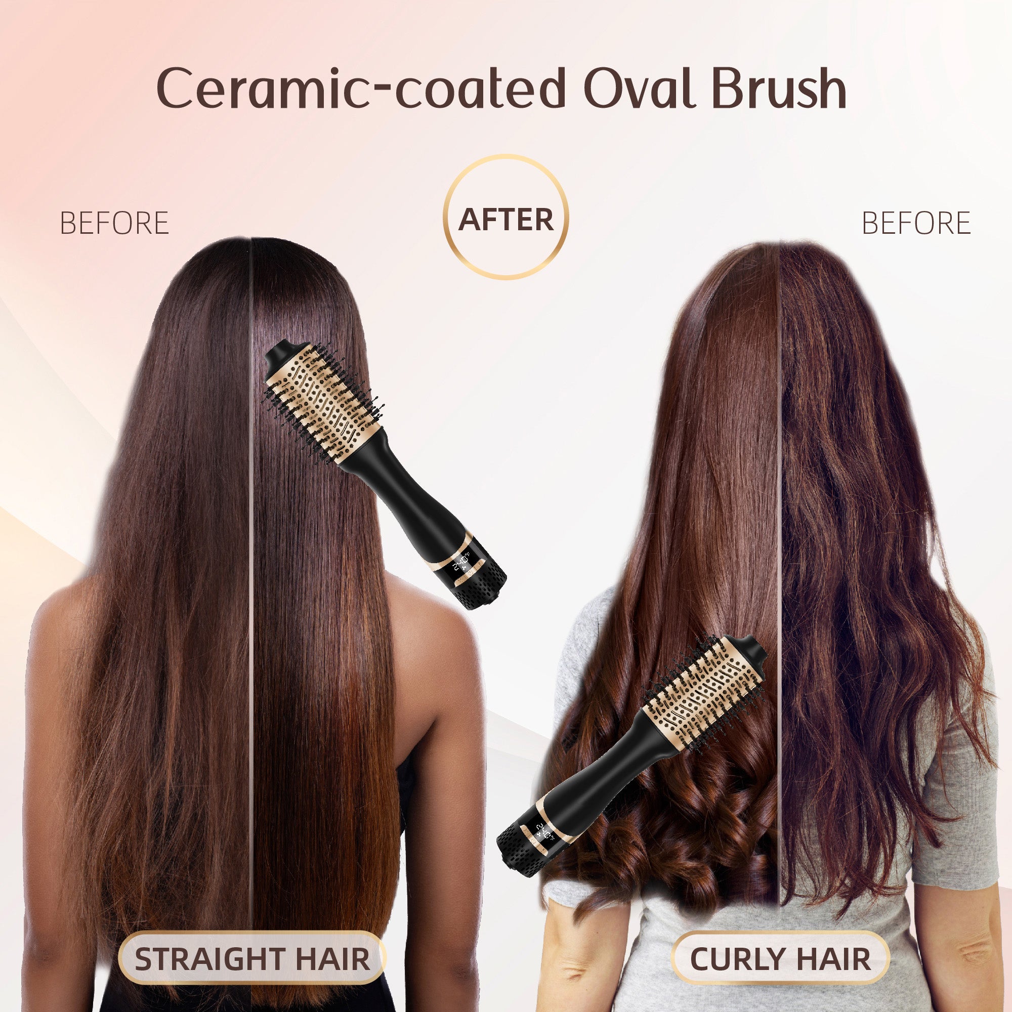 SKIMI Hair Dryer Brush, Hot Air Brush Digital Display, Blow Dryer Brush Ceramic Barrel, Curling Brush, Blowout Brush