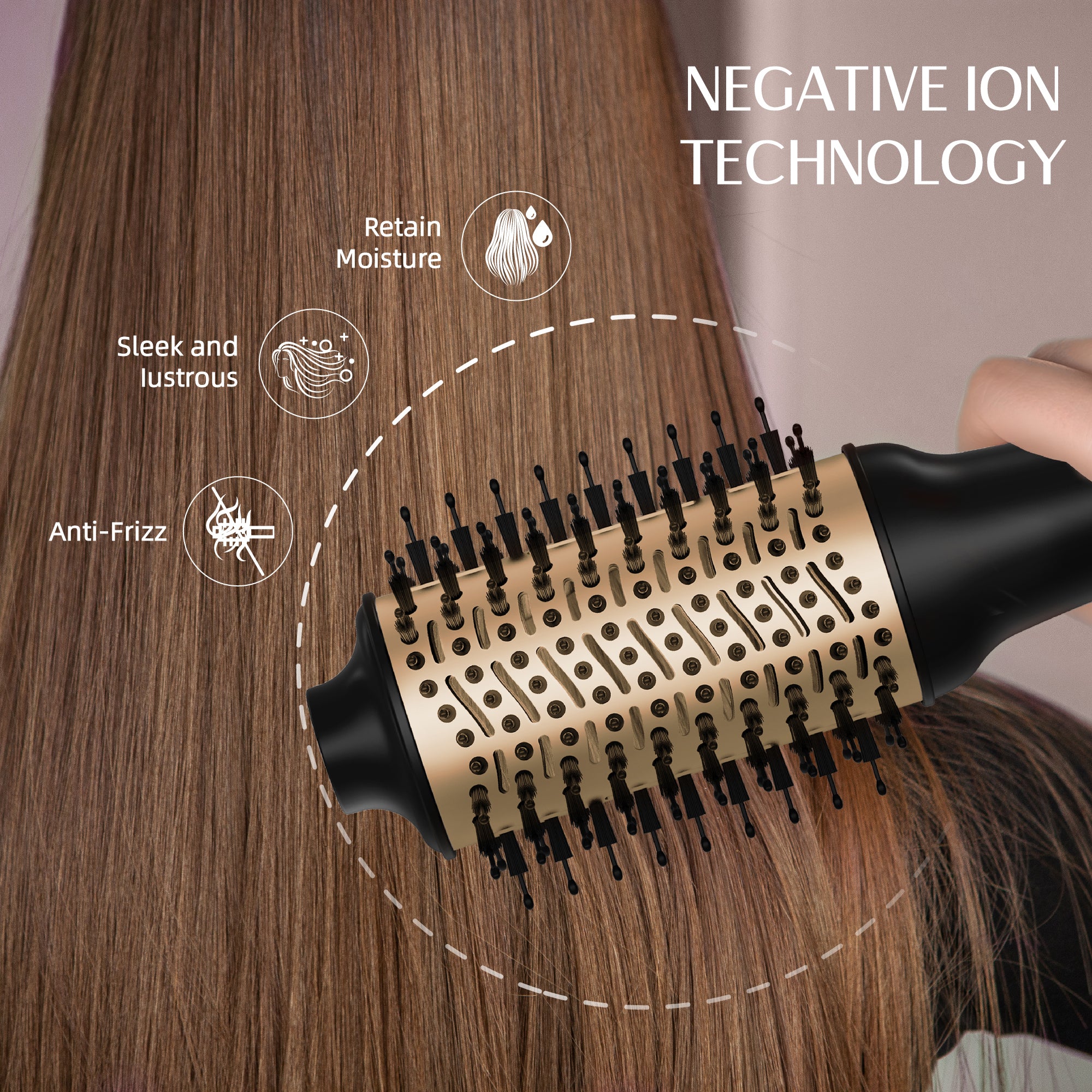 SKIMI Hair Dryer Brush, Hot Air Brush Digital Display, Blow Dryer Brush Ceramic Barrel, Curling Brush, Blowout Brush