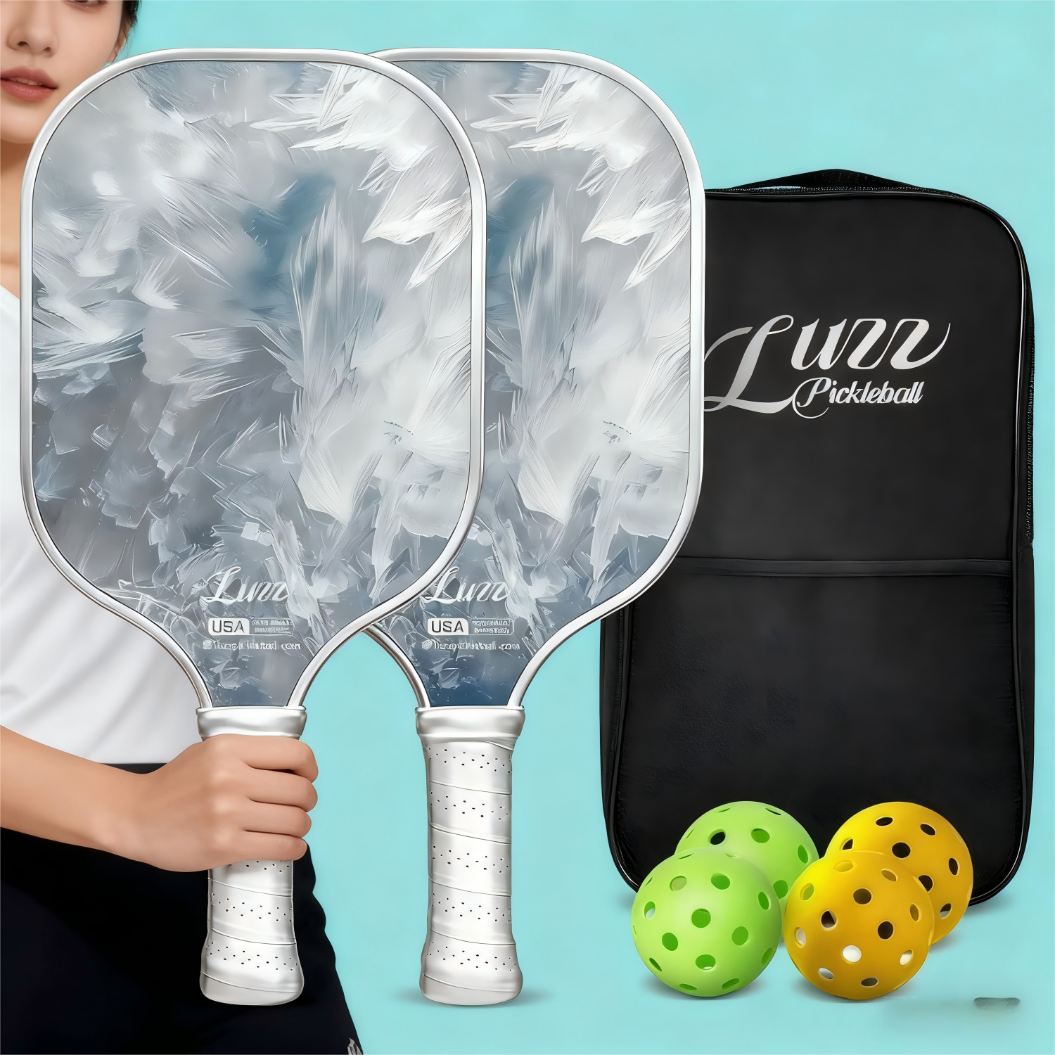 LUZZ Pickleball Paddle Set of 2 – T700 Carbon Fiber, Sandblasted Surface, Honeycomb Core, Ergonomic Grip, Lightweight & Pro-Level Control for Beginners