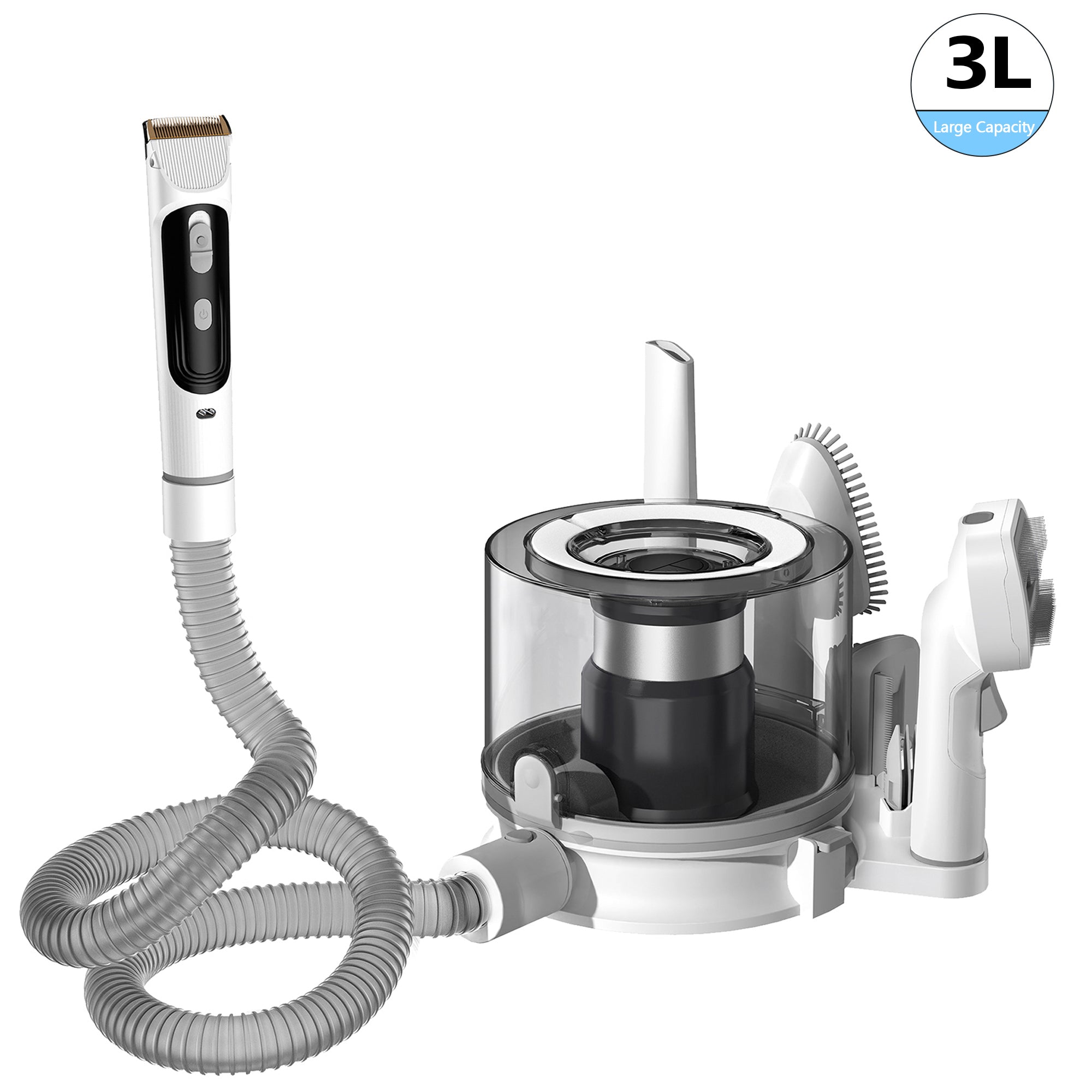 Nicebay 5-in-1 Pet Grooming Vacuum, Dog Hair Clipper with 3 Modes, 3L Large Dustbin & Low Noise for Efficient Pet Hair Clean