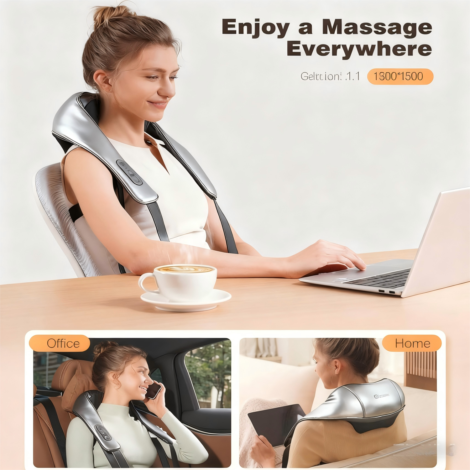 WHALL Cordless Neck and Shoulder Massager with Heat  4D Shiatsu Deep Kneading, Graphene Heating, Portable Back & Neck Massager