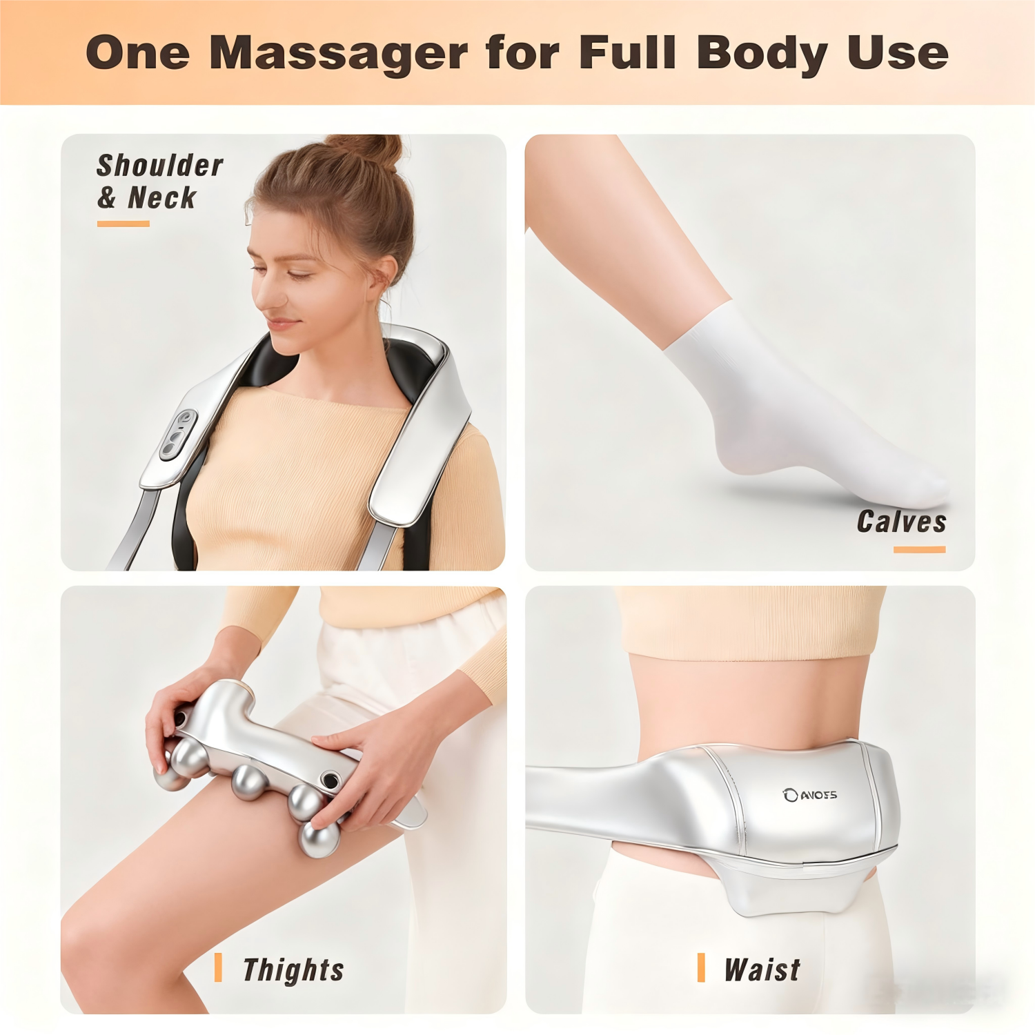 WHALL Cordless Neck and Shoulder Massager with Heat  4D Shiatsu Deep Kneading, Graphene Heating, Portable Back & Neck Massager