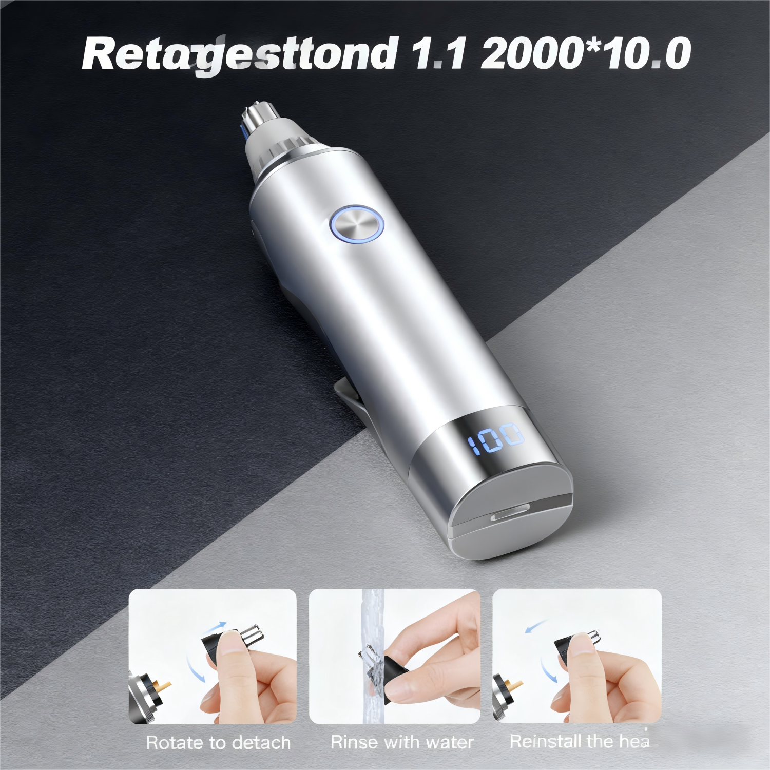 NICEBAY Ear & Nose Hair Trimmer with LED Display for Men