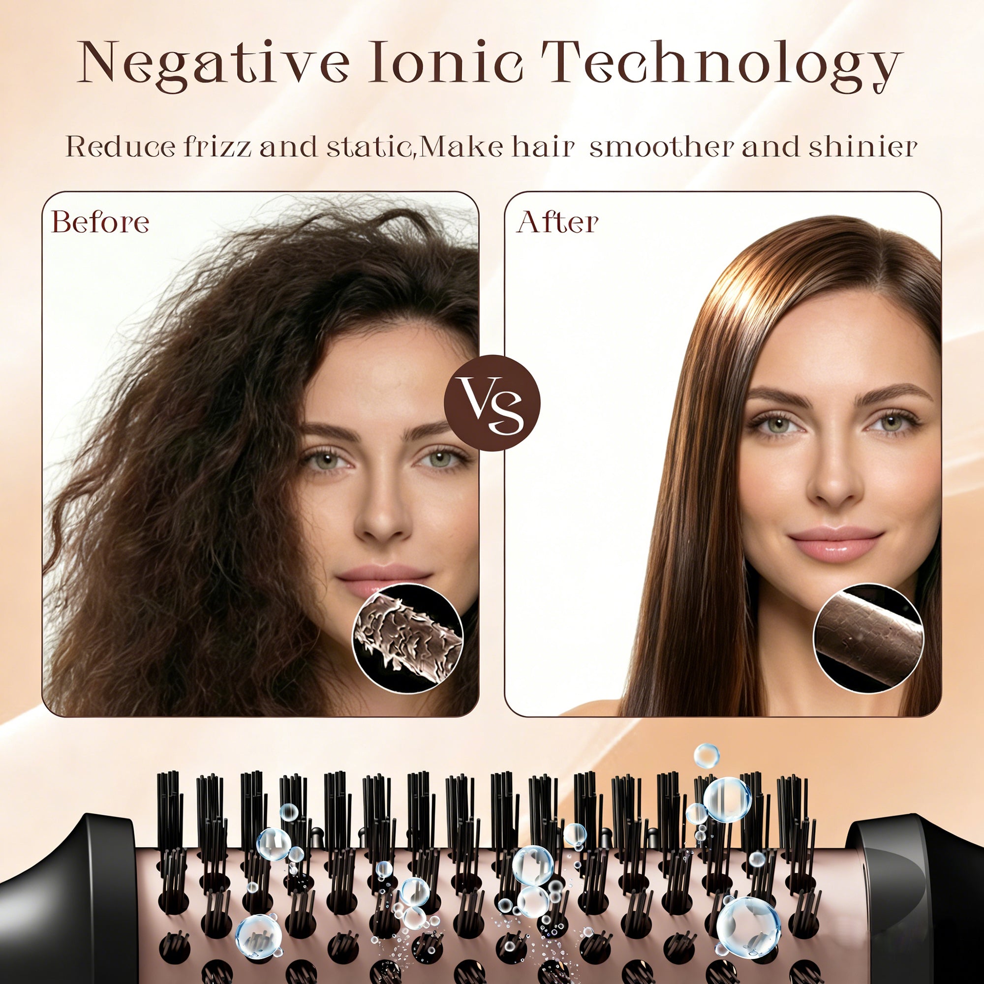 SKIMI Thermal Brush, Heated Round Brush,Curling Iron, Electric Curl Wand Anti-Scald Nylon Bristles