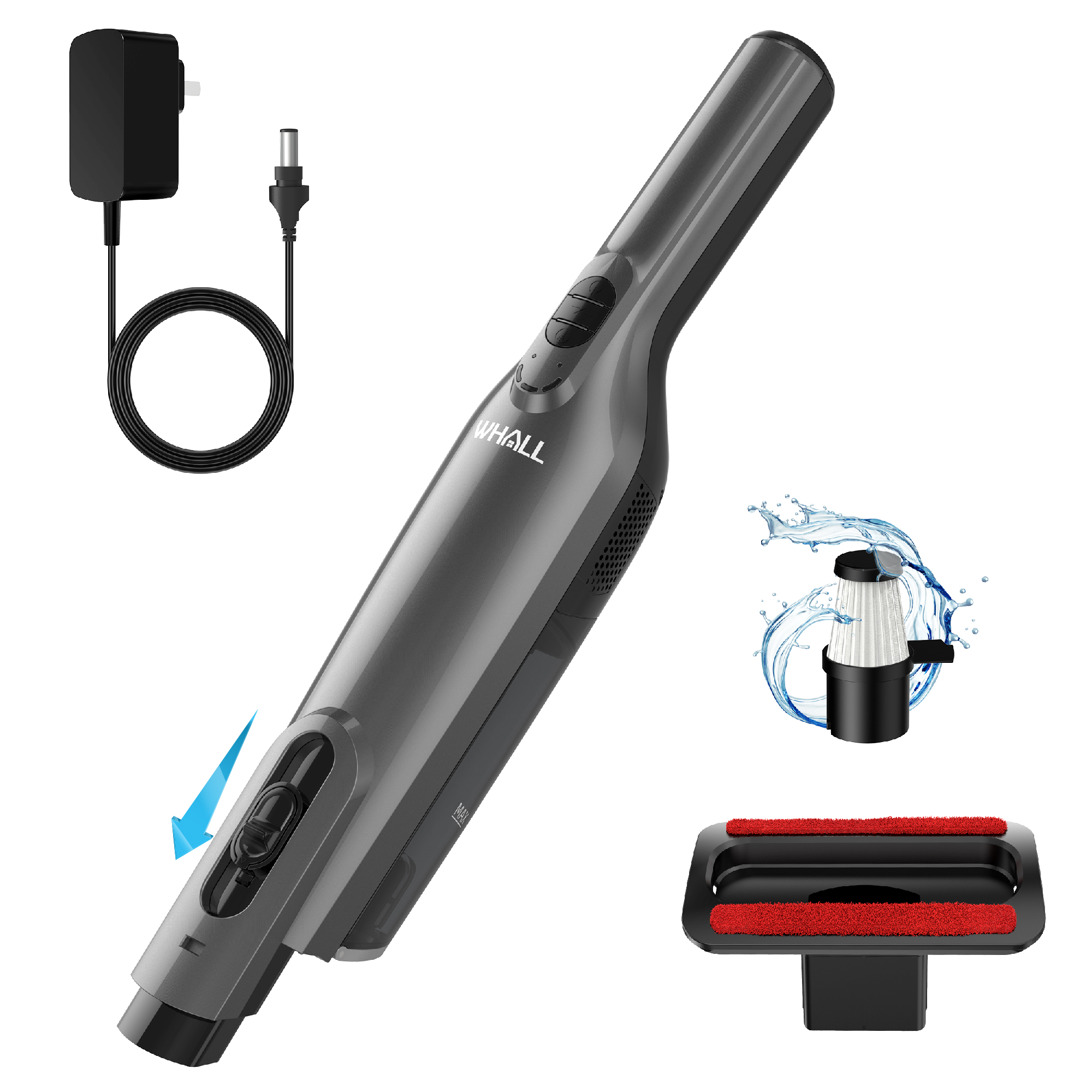 WHALL Cordless Handheld Vacuum Cleaner, Powerful Suction & LED Light, Suitable for Home and Car Cleaning