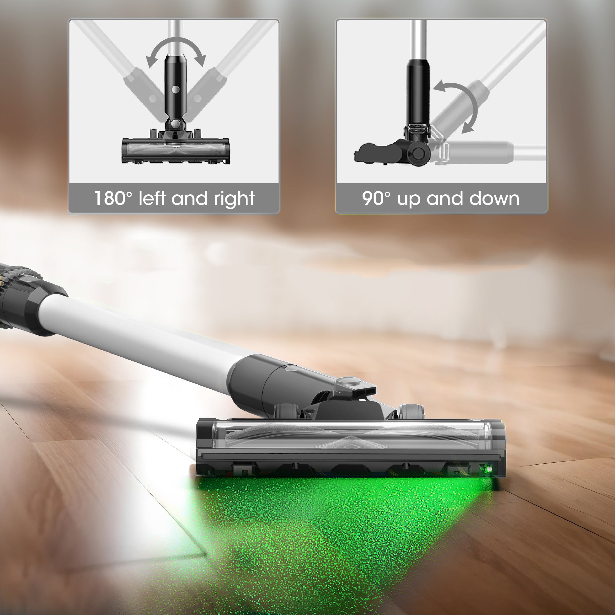 WHALL Cordless Stick Vacuum Cleaner, Strong Suction & Rechargeable, 45min Runtime for Home, Carpet & Floor Cleaning