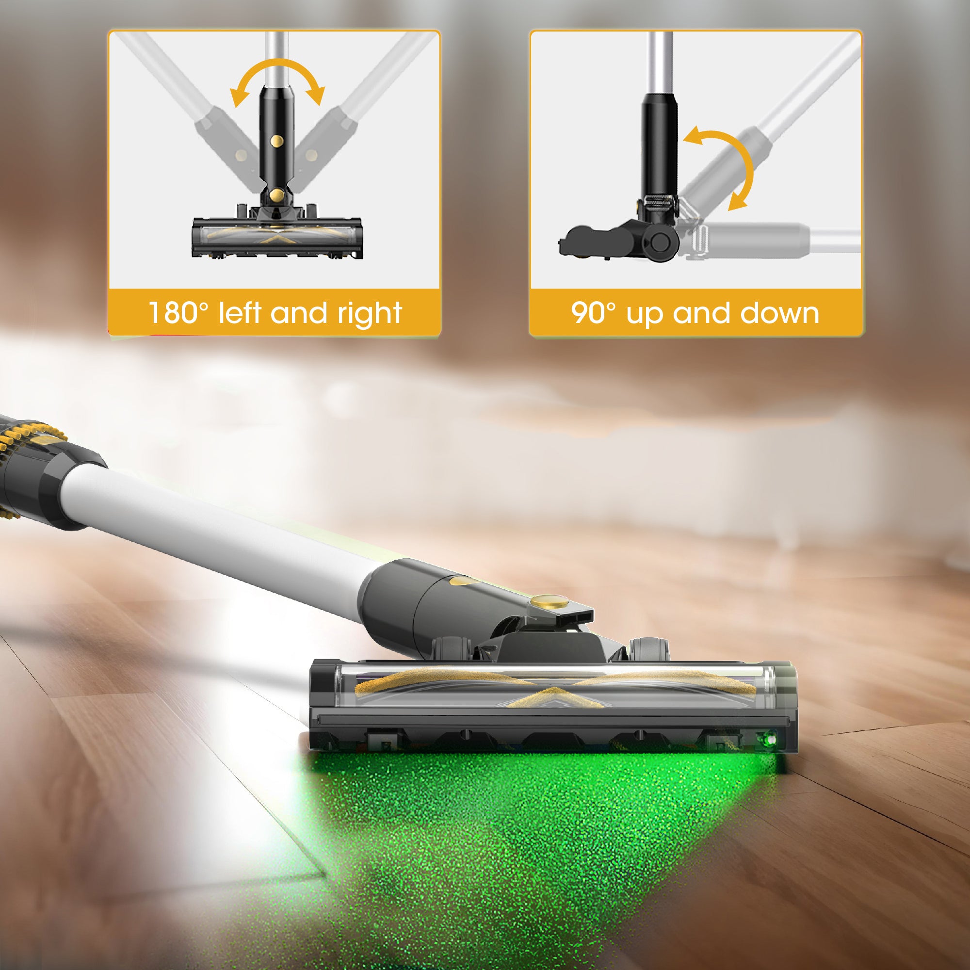 WHALL Rechargeable Cordless Stick Vacuum, Powerful Suction with 45min Battery Life, Ideal for Home/Carpet/Floor