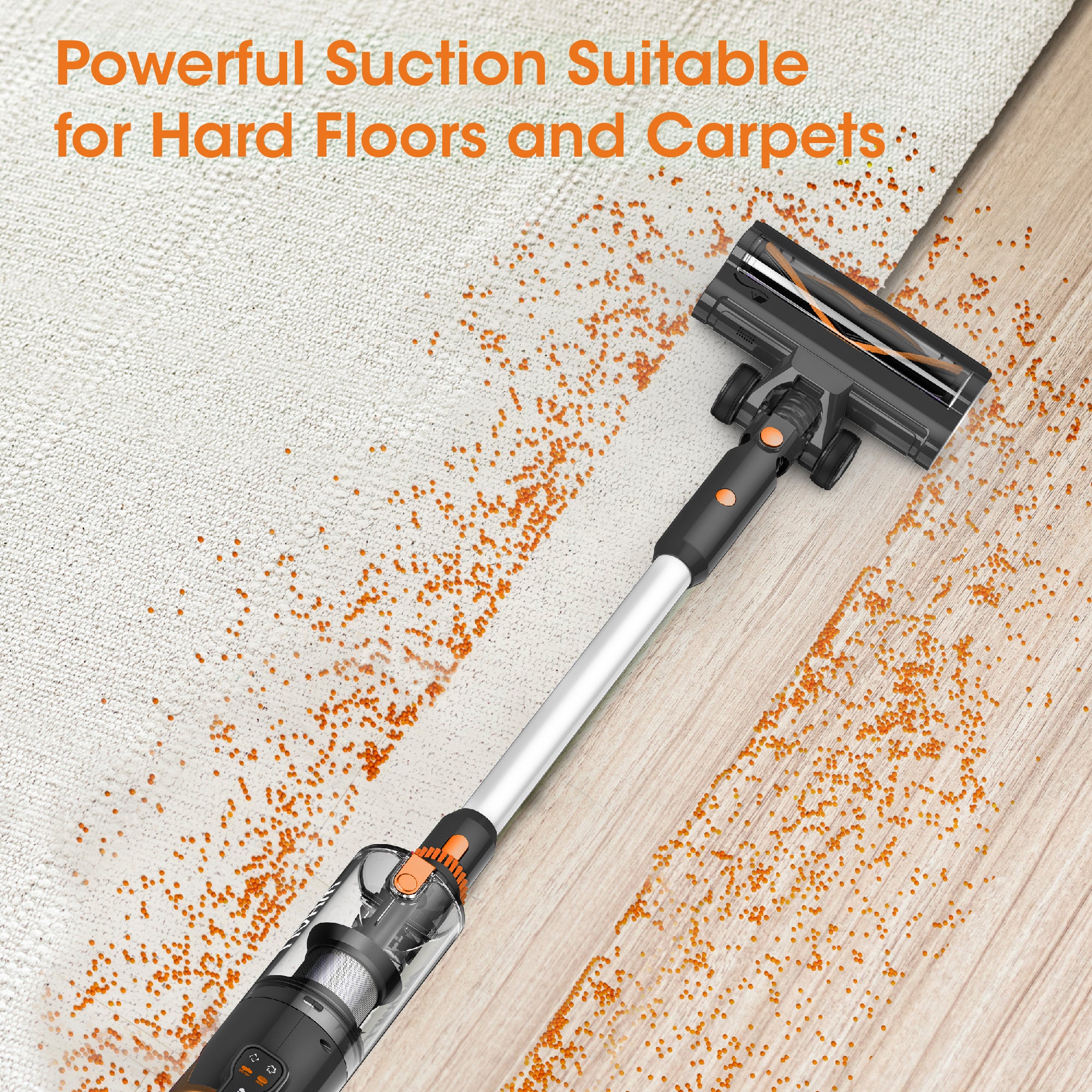 WHALL Rechargeable Cordless Stick Vacuum, Powerful Suction with 45min Battery Life, Ideal for Home/Carpet/Floor