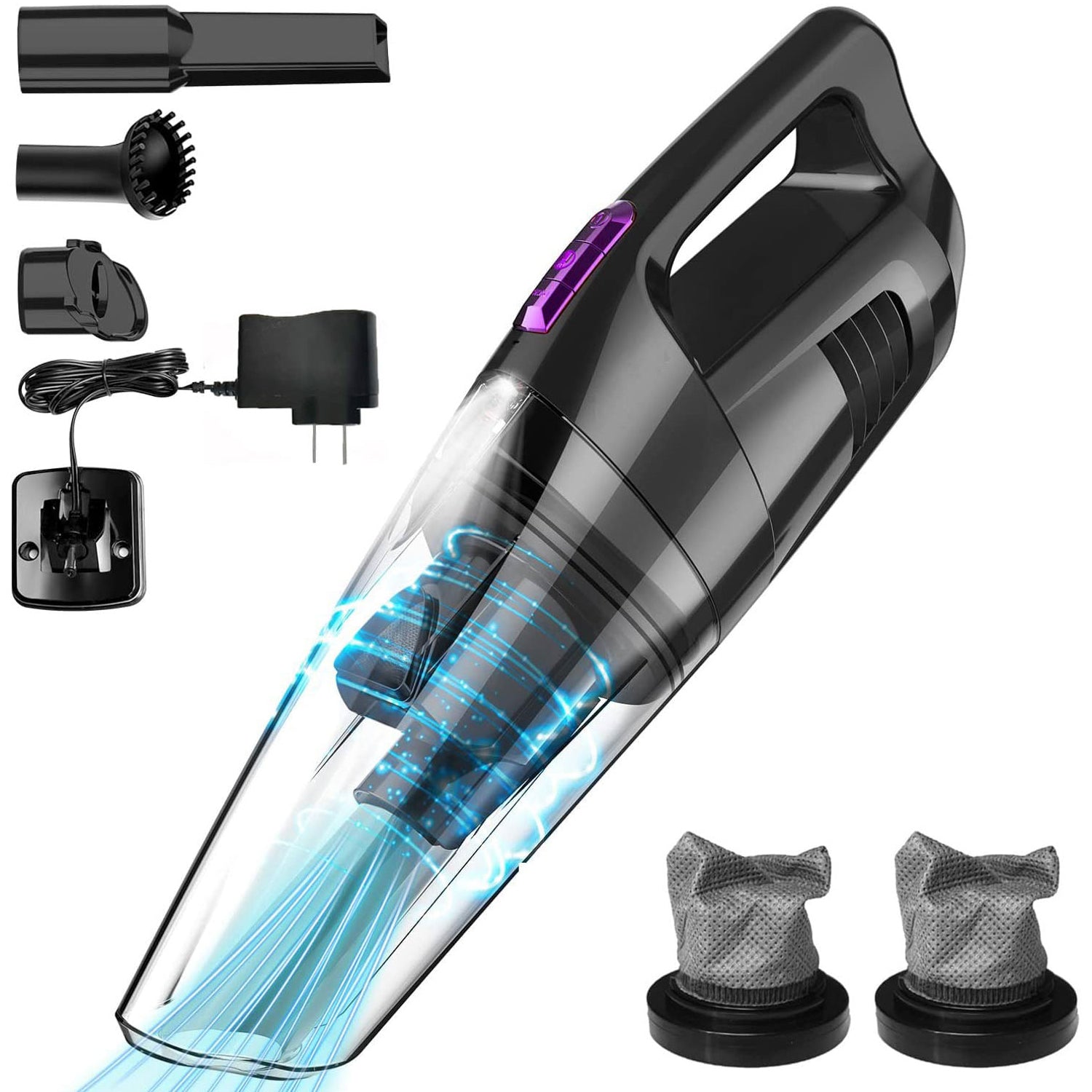 WHALL Cordless Handheld Vacuum, 8500PA Strong Suction, Wet/Dry Use for Car & Home, Lightweight with LED Light