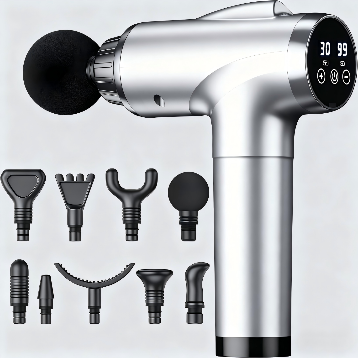 WHALL Deep Tissue Massage Gun – Handheld Electric Muscle Massager with 9 Attachments & 30 Speed Levels
