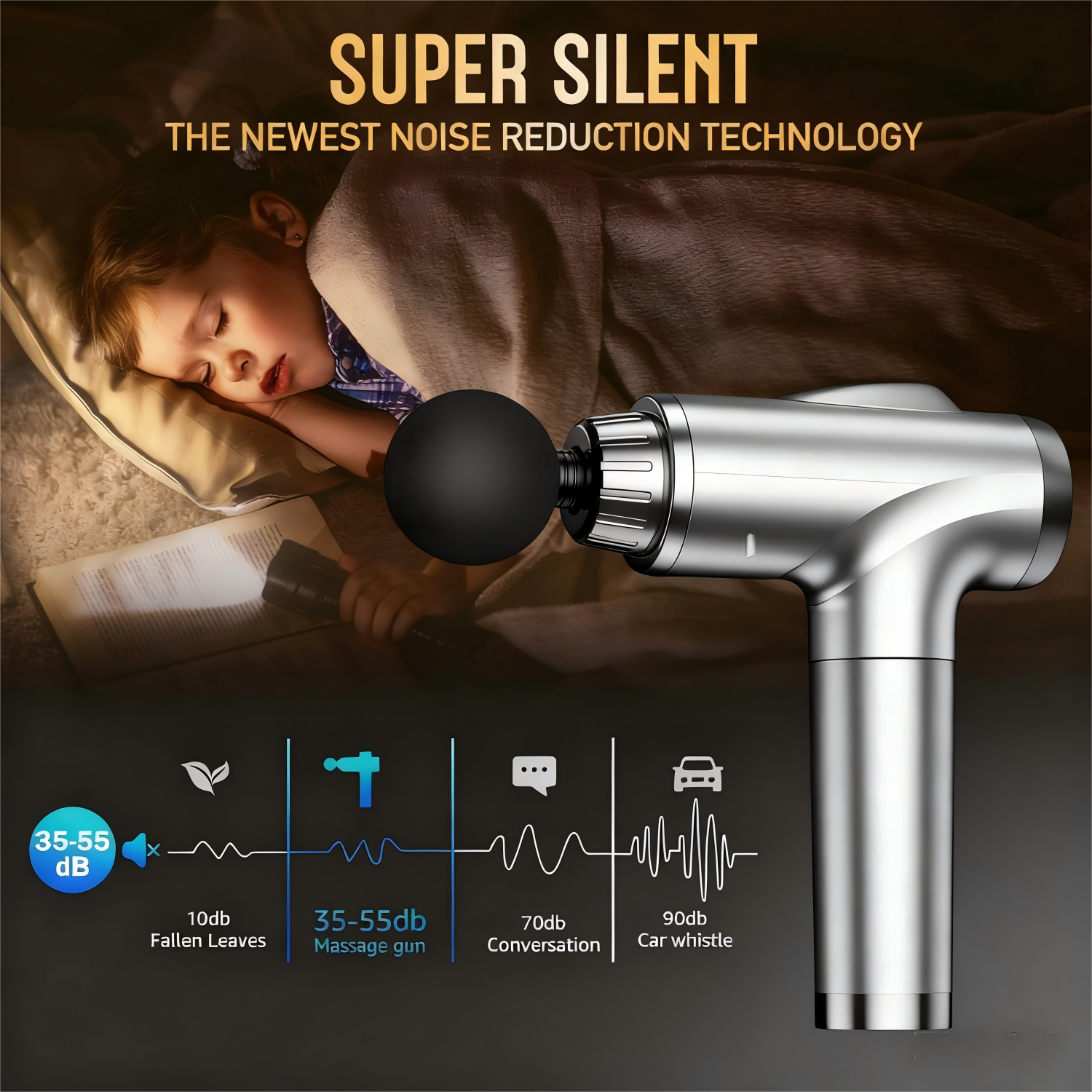 WHALL Deep Tissue Massage Gun – Handheld Electric Muscle Massager with 9 Attachments & 30 Speed Levels